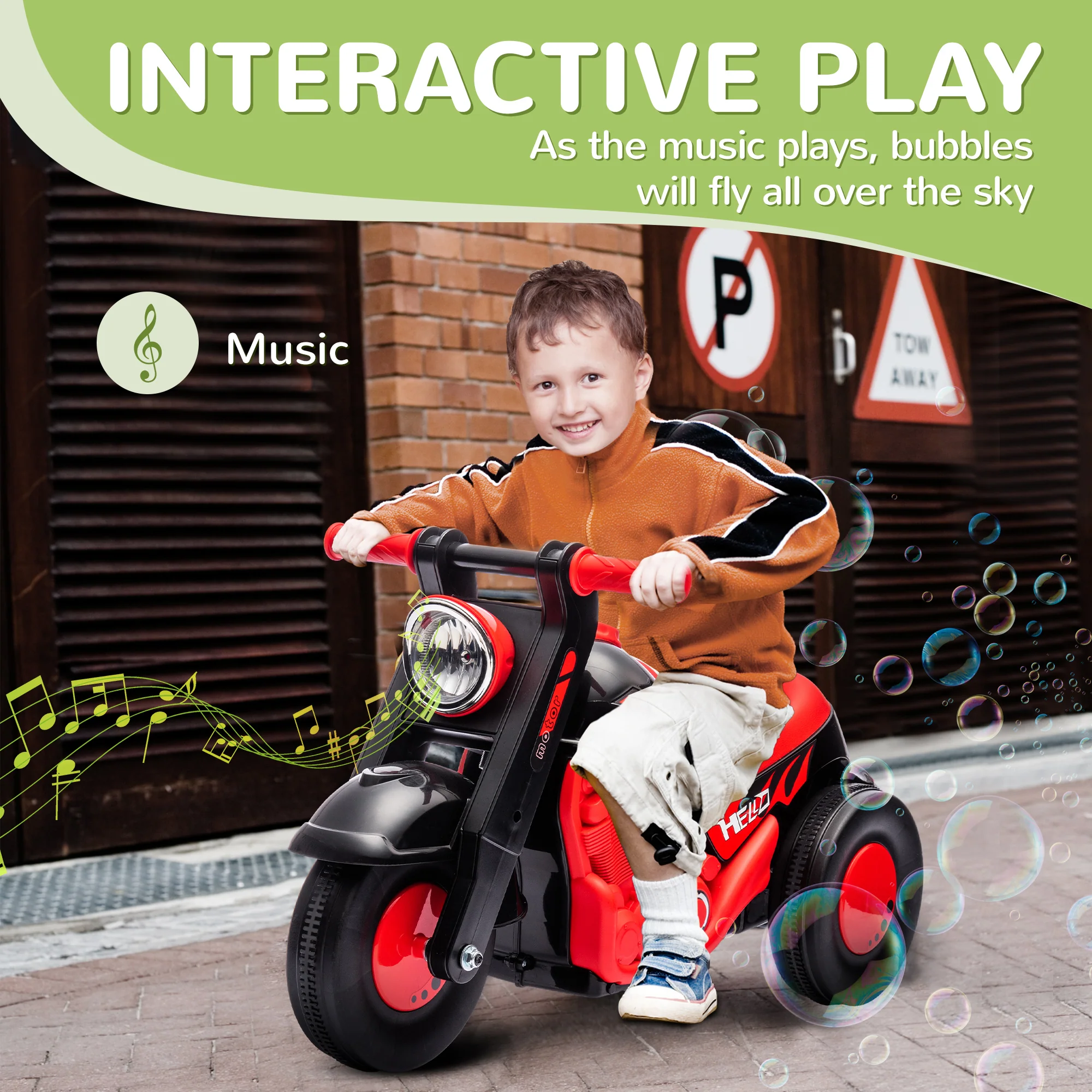AIYAPLAY Cream White Ride On Car Foot To Floor Kids Car W/ Music, Bubble - Image 12