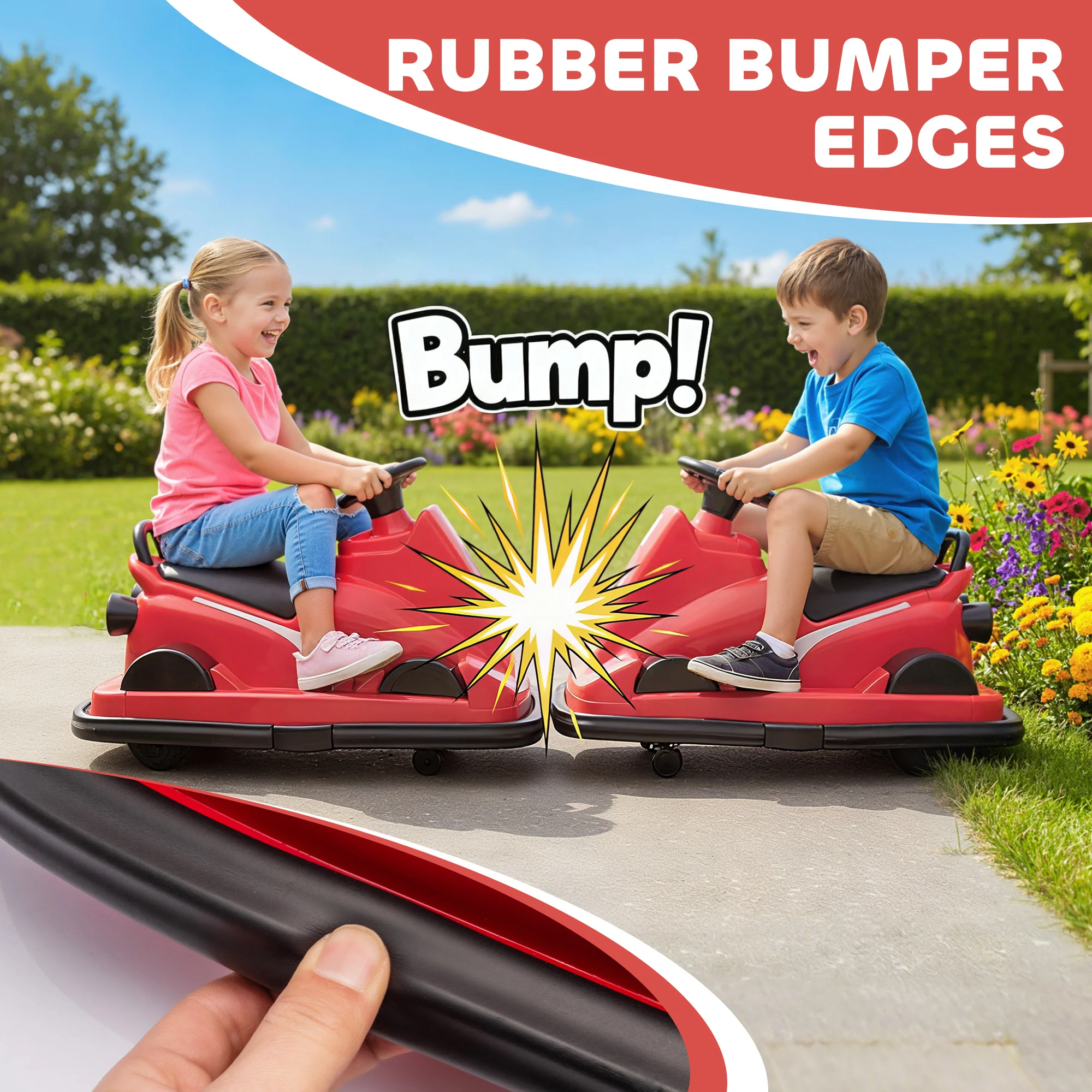 AIYAPLAY Electric Kids Bumper Car With 360 Degree Rotation Spin, Red - Image 6