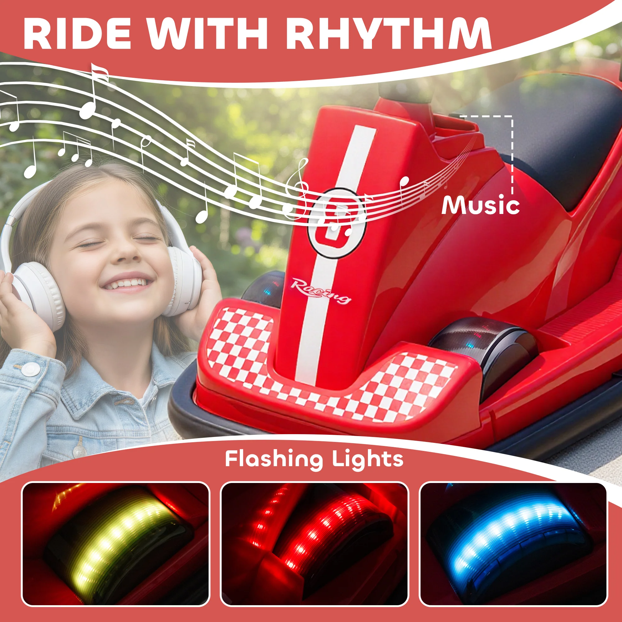 AIYAPLAY Electric Kids Bumper Car With 360 Degree Rotation Spin, Red - Image 8
