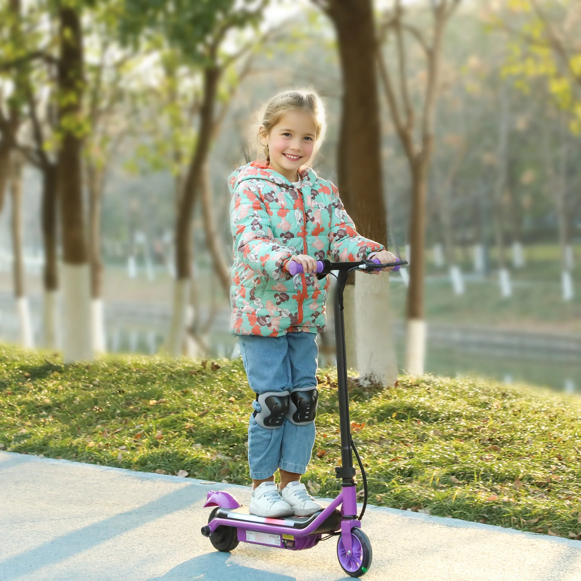 AIYAPLAY Electric Scooter for 6-14 with Dual Brakes & Colourful Light - Image 29