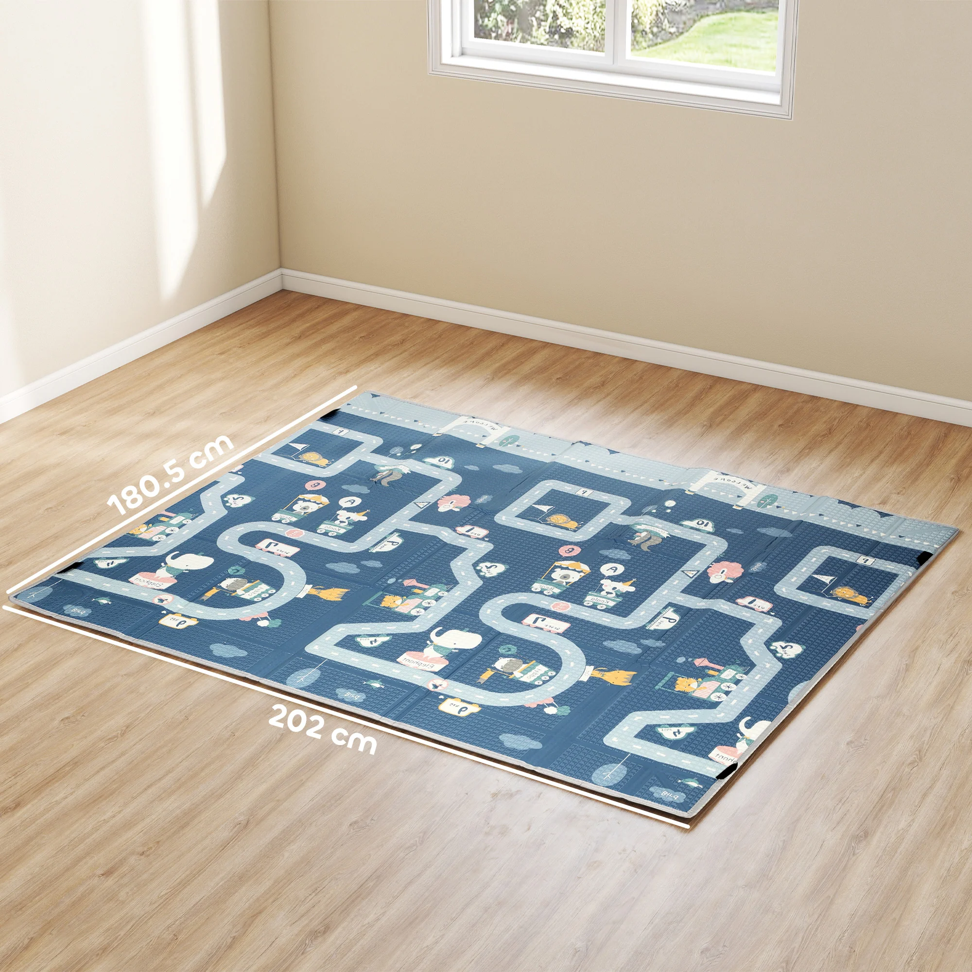 AIYAPLAY Foldable Baby Play Mat, Baby Playpen, Traffic & Grey Diamond Theme - Image 5