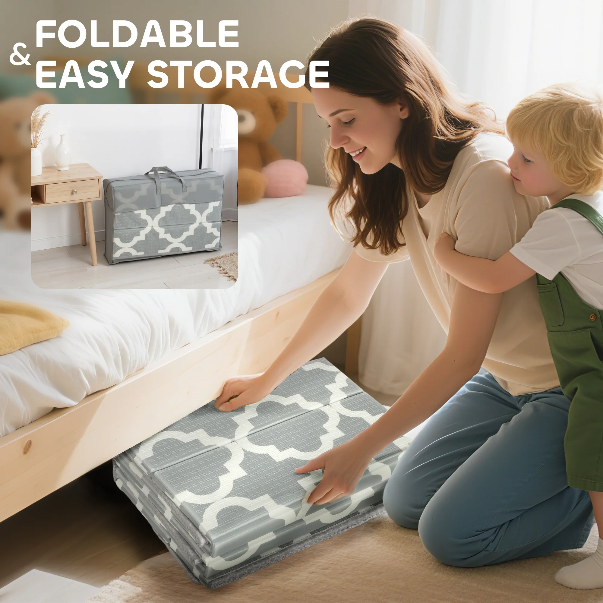 AIYAPLAY Foldable Baby Play Mat, Baby Playpen, Traffic & Grey Diamond Theme - Image 8