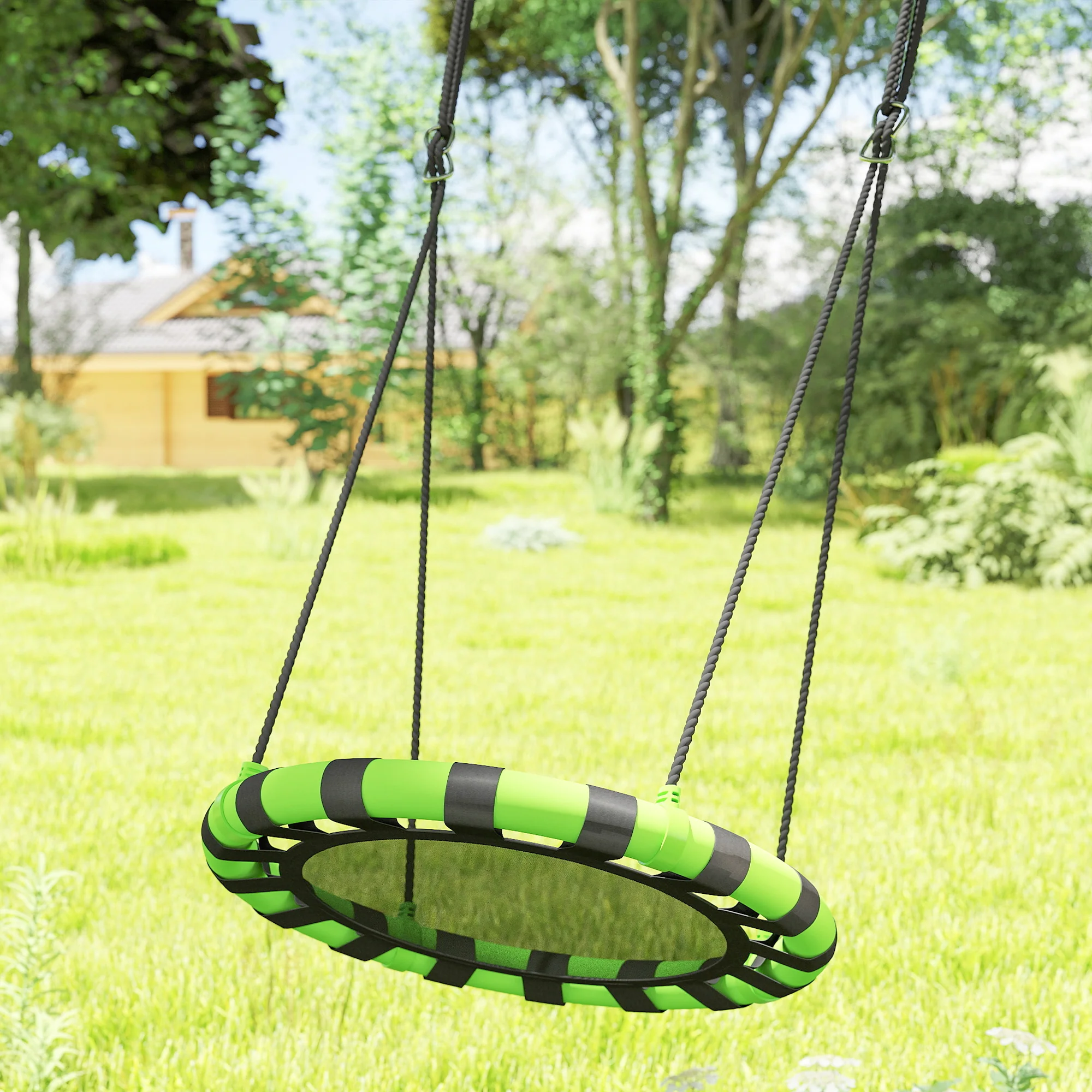 AIYAPLAY Kid Nest Swing Seat, 100cm Diameter Round Saucer Swing Set, Black - Image 8