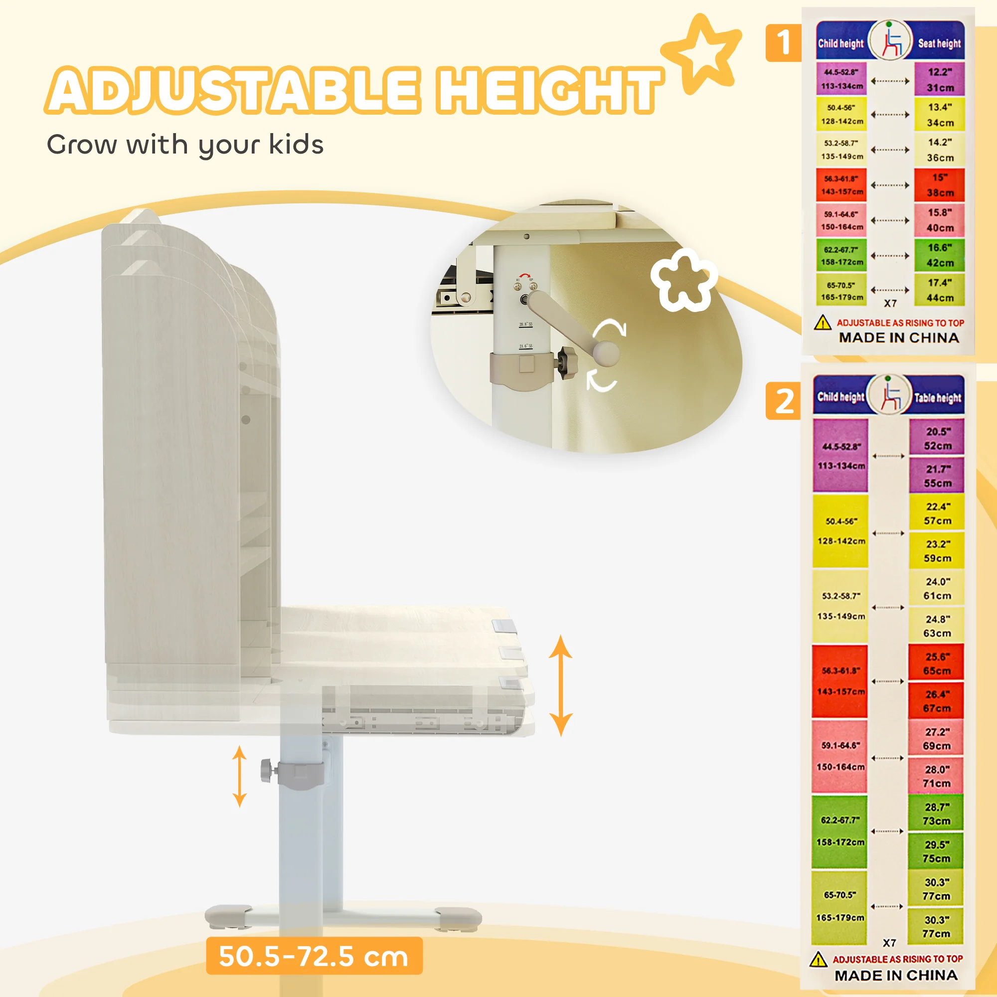 AIYAPLAY Kids Desk, Study Desk For Kids Height Adjustable With Tilt-Desktop - Image 3