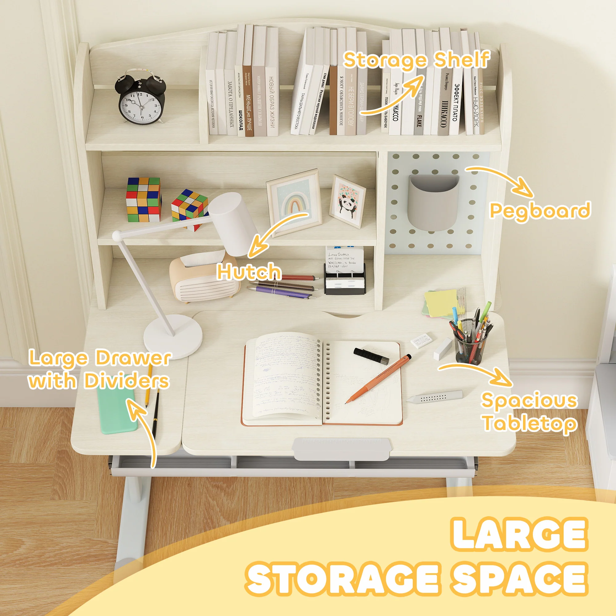 AIYAPLAY Kids Desk, Study Desk For Kids Height Adjustable With Tilt-Desktop - Image 6