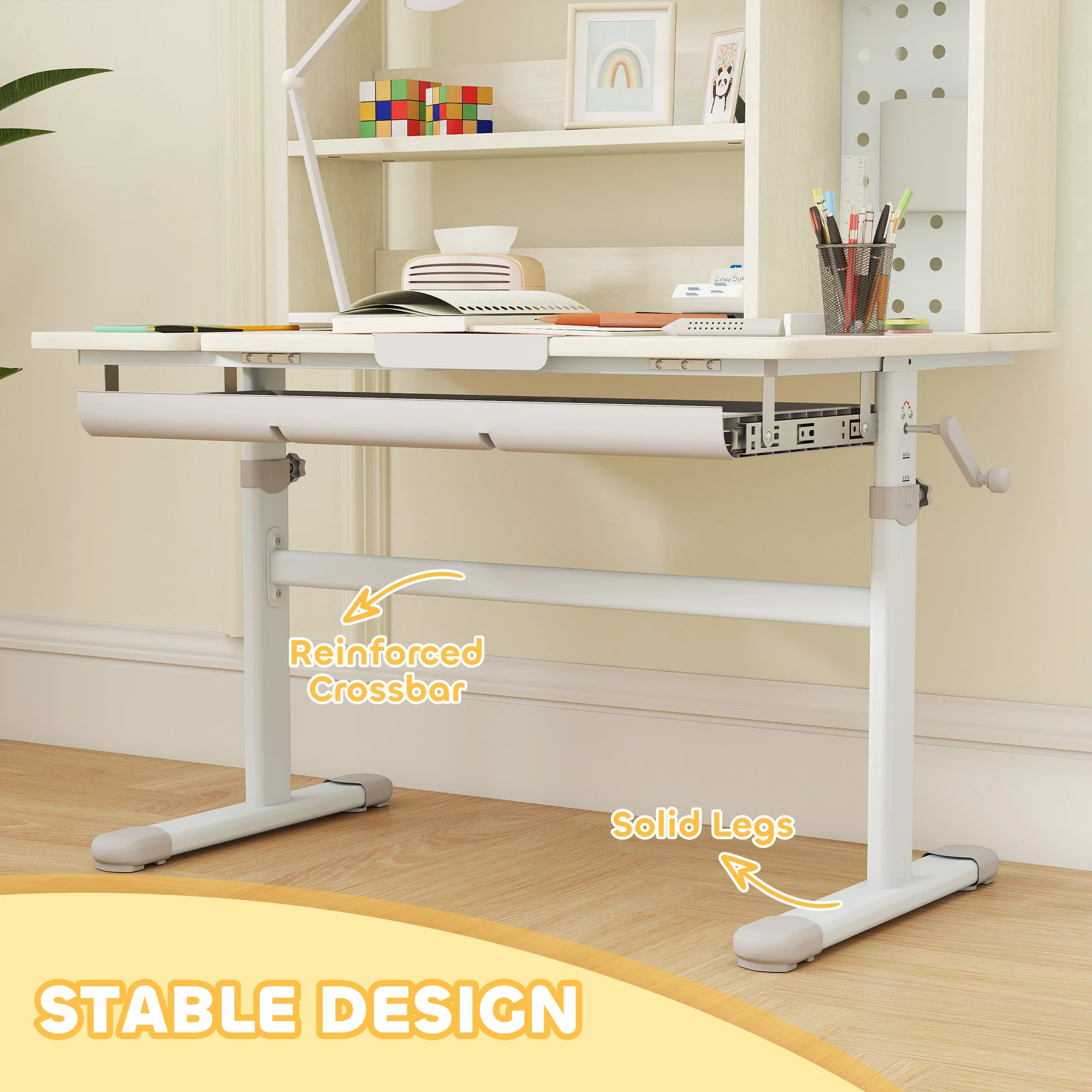 AIYAPLAY Kids Desk, Study Desk For Kids Height Adjustable With Tilt-Desktop - Image 7