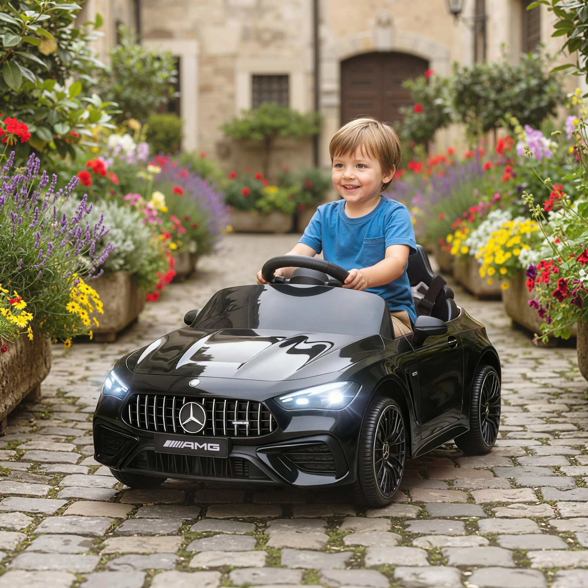 AIYAPLAY Kids Electric Car Licensed Mercedes AMG, 12V Ride On Car, Black - Image 2