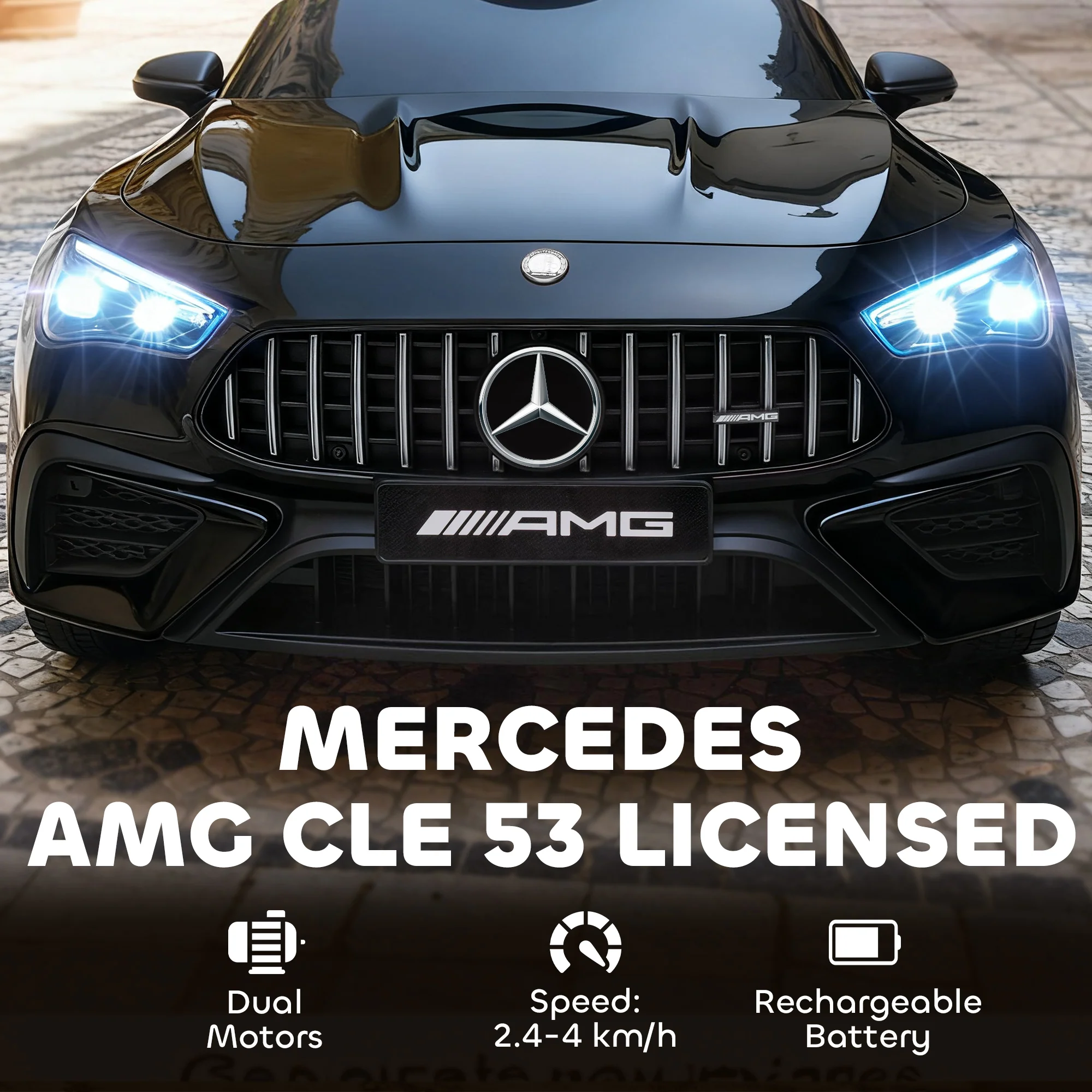 AIYAPLAY Kids Electric Car Licensed Mercedes AMG, 12V Ride On Car, Black - Image 3
