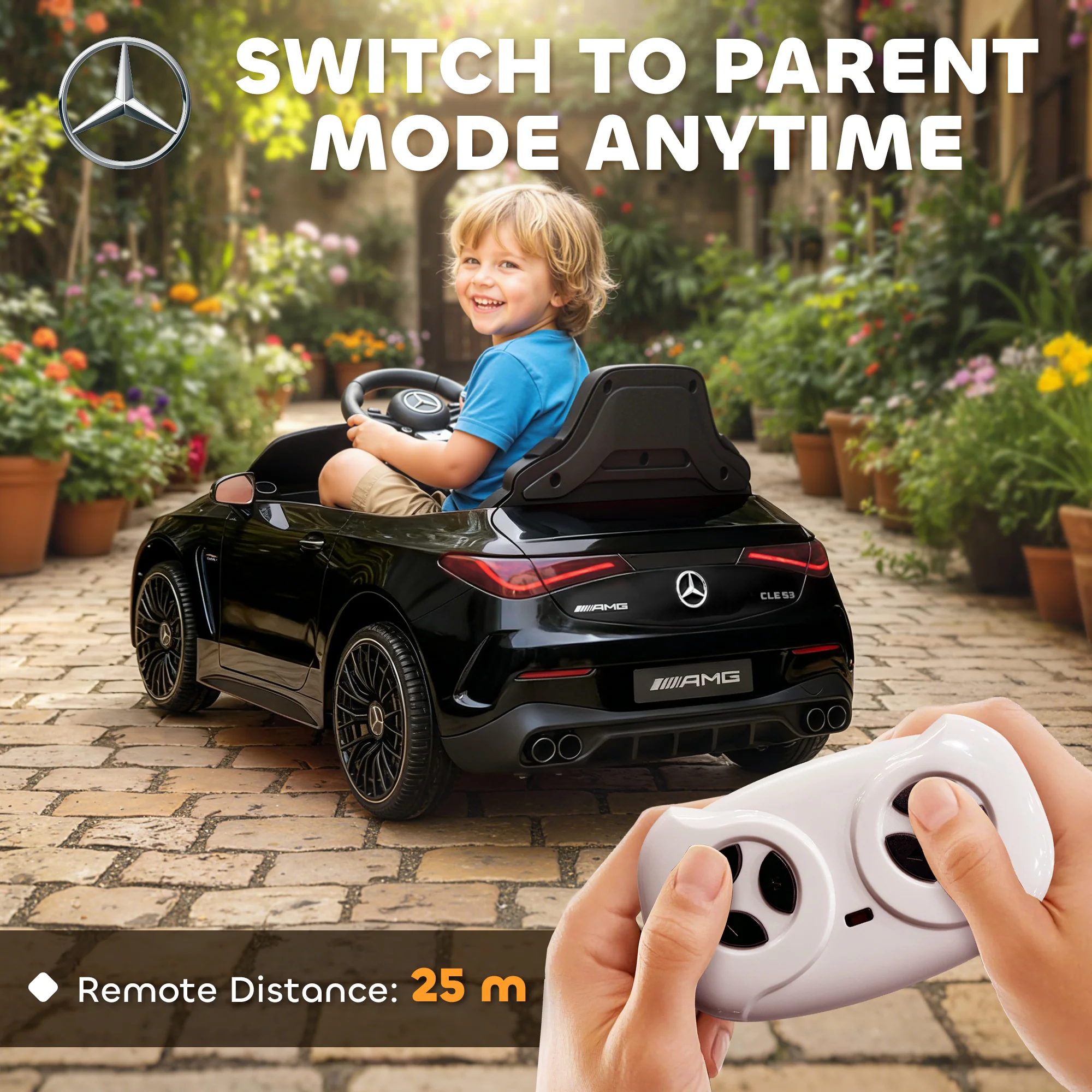 AIYAPLAY Kids Electric Car Licensed Mercedes AMG, 12V Ride On Car, Black - Image 4