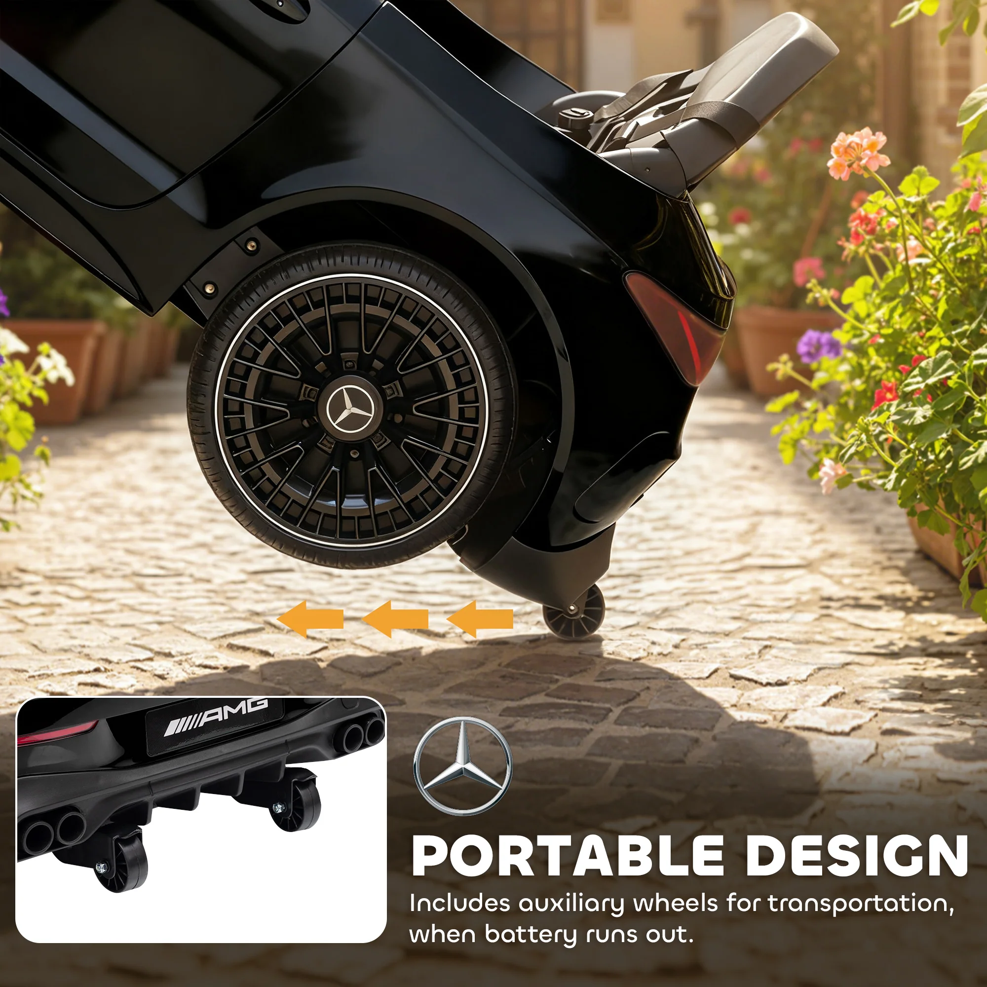 AIYAPLAY Kids Electric Car Licensed Mercedes AMG, 12V Ride On Car, Black - Image 6