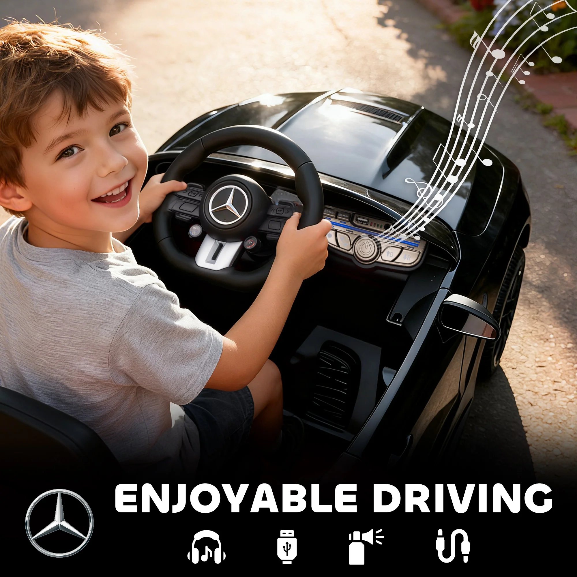 AIYAPLAY Kids Electric Car Licensed Mercedes AMG, 12V Ride On Car, Black - Image 7