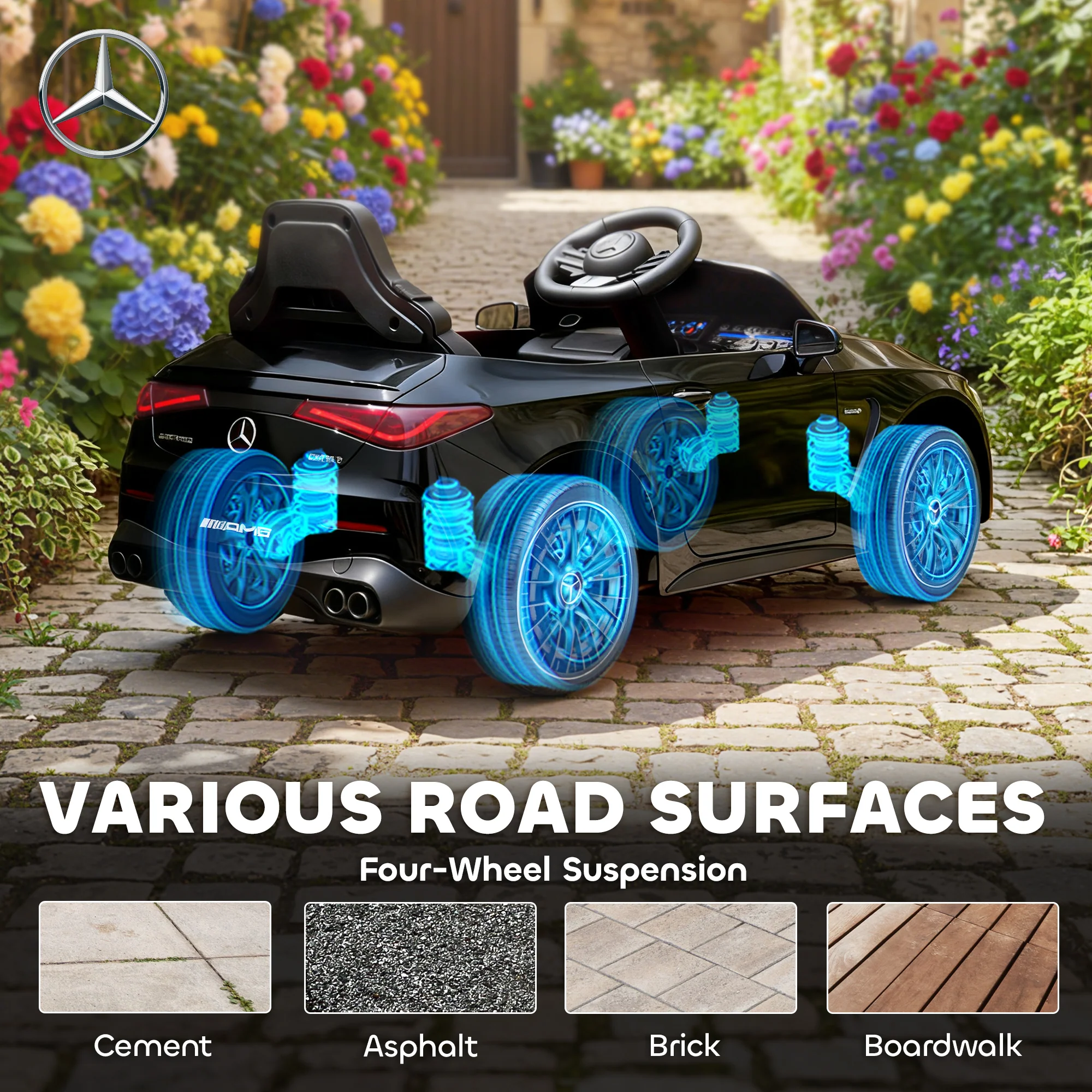 AIYAPLAY Kids Electric Car Licensed Mercedes AMG, 12V Ride On Car, Black - Image 8