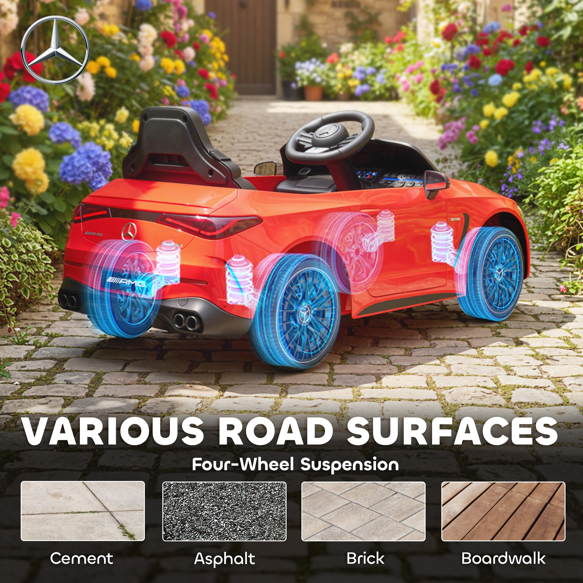 AIYAPLAY Kids Electric Car Licensed Mercedes AMG, 12V Ride On Car, Red - Image 8