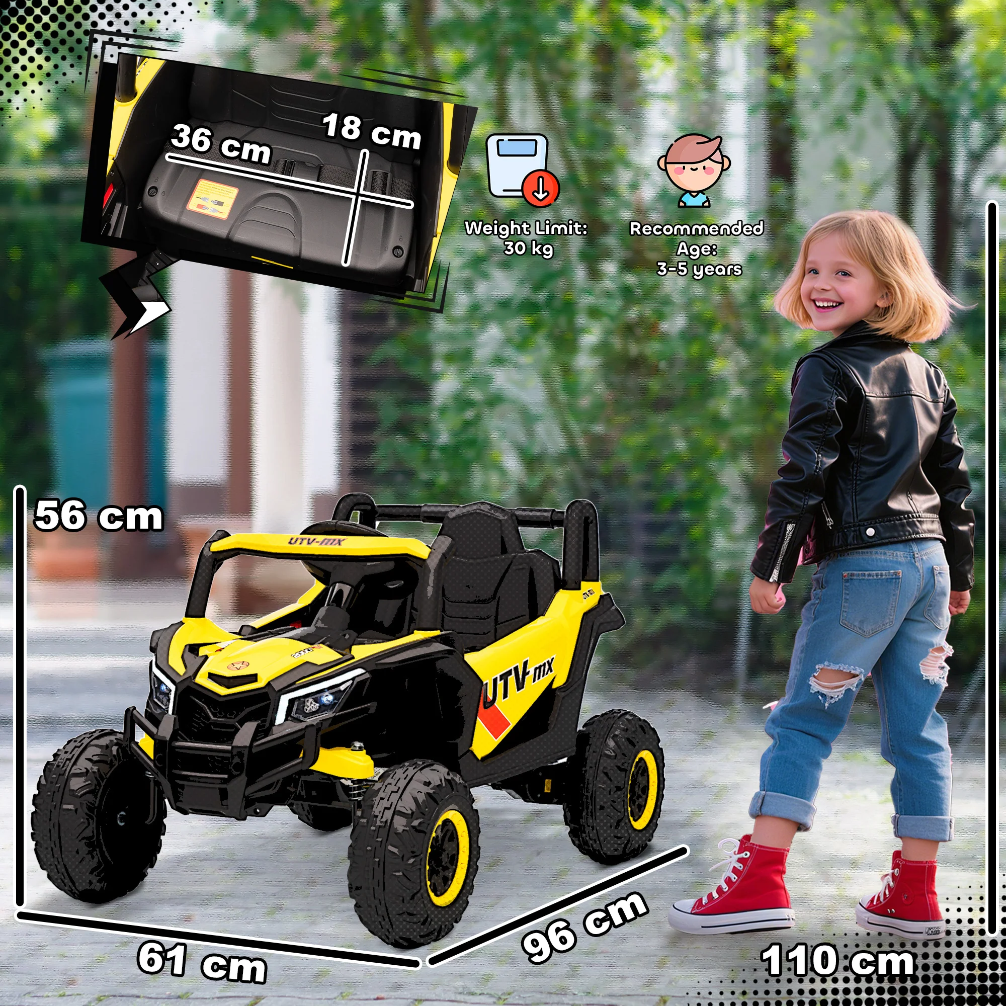 AIYAPLAY Kids Electric Car With Remote Control For Kids 3-5 Years, Yellow - Image 5