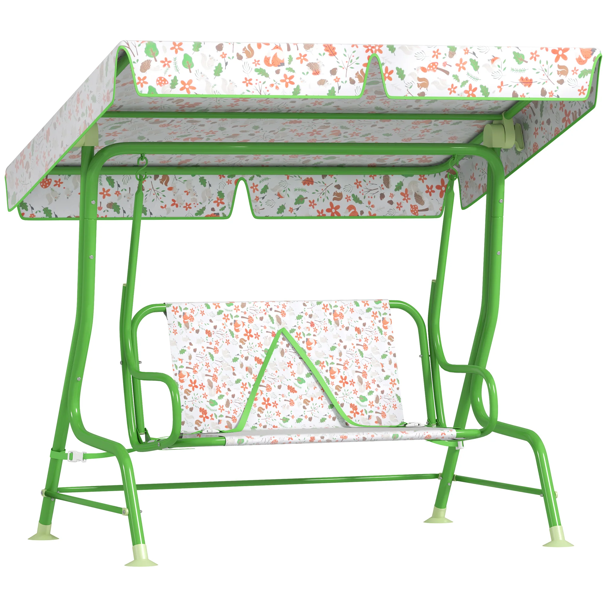 AIYAPLAY Kids Garden Swing Chair, Swing Seat With Adjustable Canopy, Green