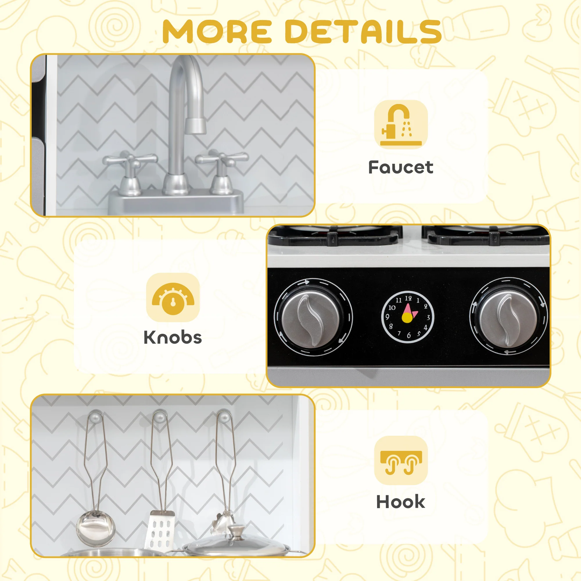 AIYAPLAY Kids Play Kitchen Toy Kitchen With Stove Sounds, Ice & Coffee Maker - Image 7