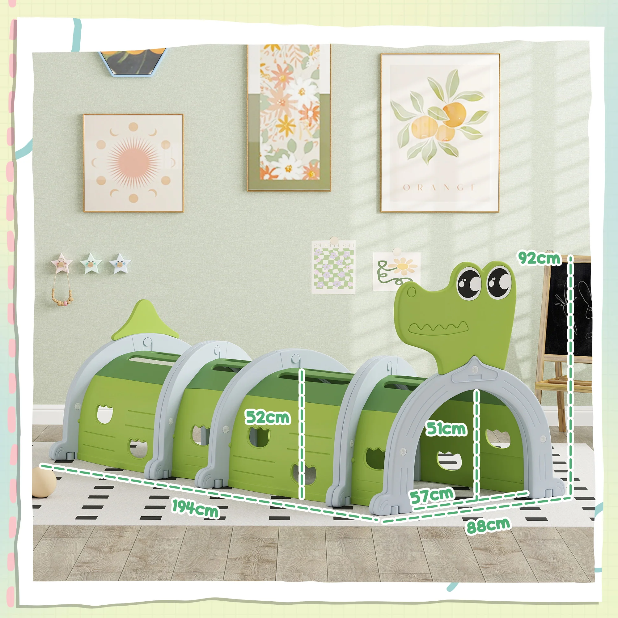 AIYAPLAY Kids Play Tunnel for Ages 3-6 Crawl and Climb, Crocodile Design - Image 5