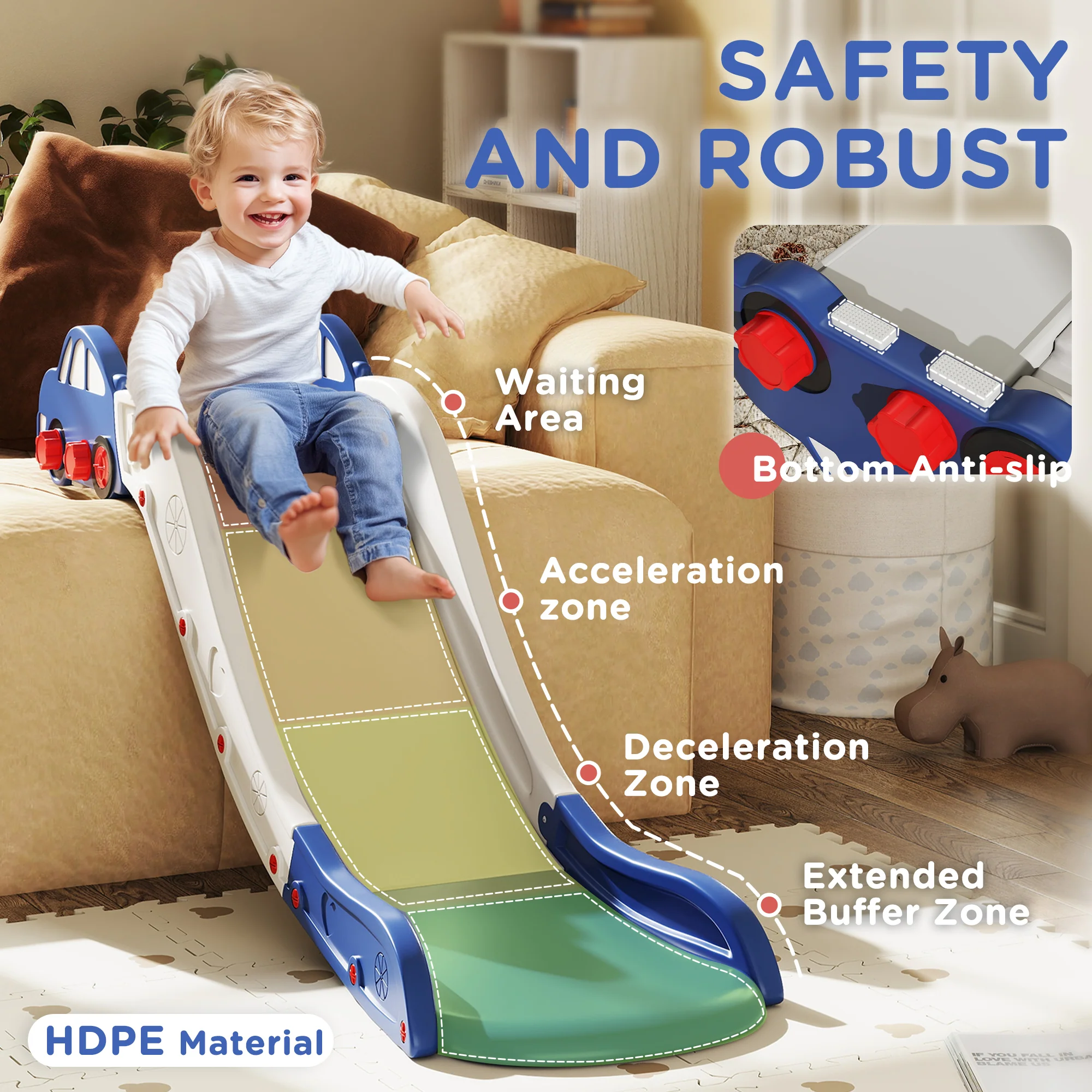 AIYAPLAY Kids Slide for Couch, Bed, Sofa, Easy to Assemble, Blue - Image 4