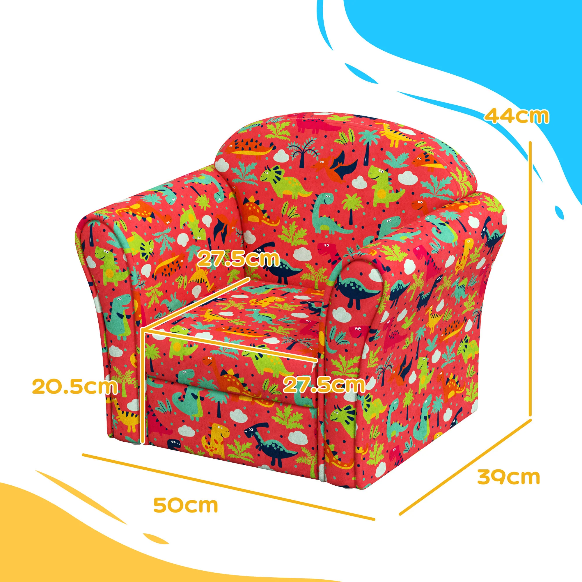 AIYAPLAY Kids Sofa Chair With Dinosaur Design For Bedroom, Playroom - Image 5