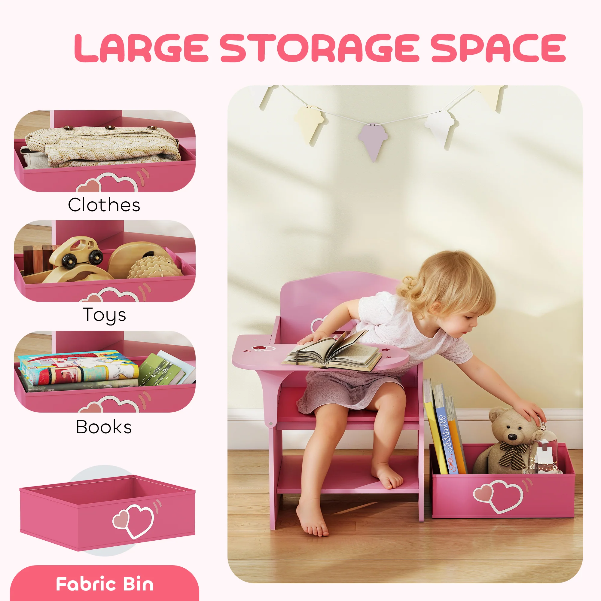 AIYAPLAY Kids Table and Chair Set, Toddler Desk Chair with Storage Bins - Image 4
