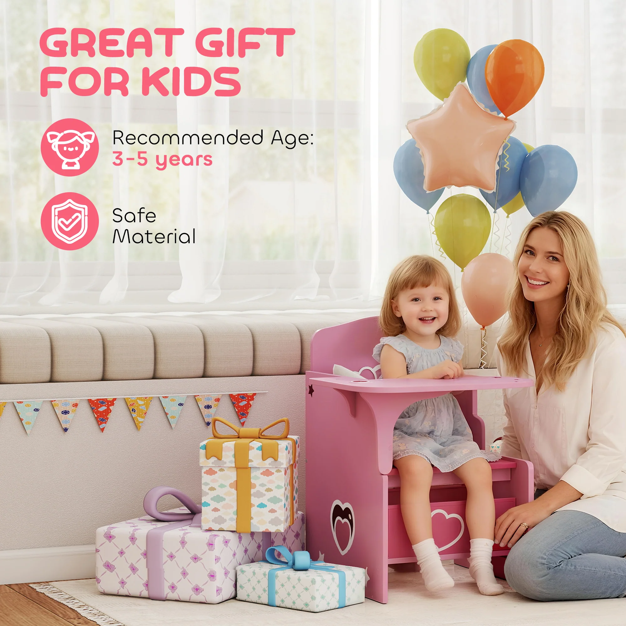 AIYAPLAY Kids Table and Chair Set, Toddler Desk Chair with Storage Bins - Image 7