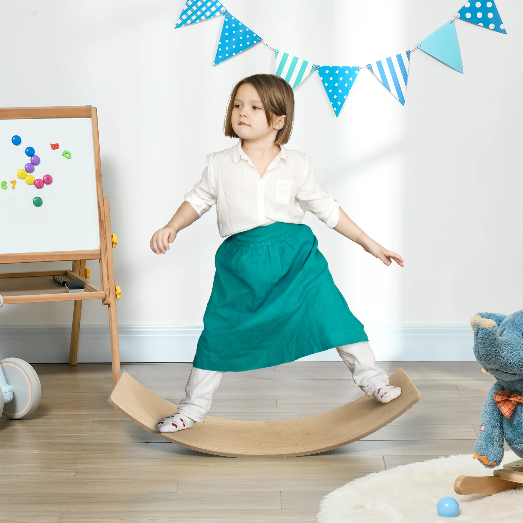 AIYAPLAY Kids Wooden Balance Board for Children, for 3-8 Years Old, Natural - Image 2