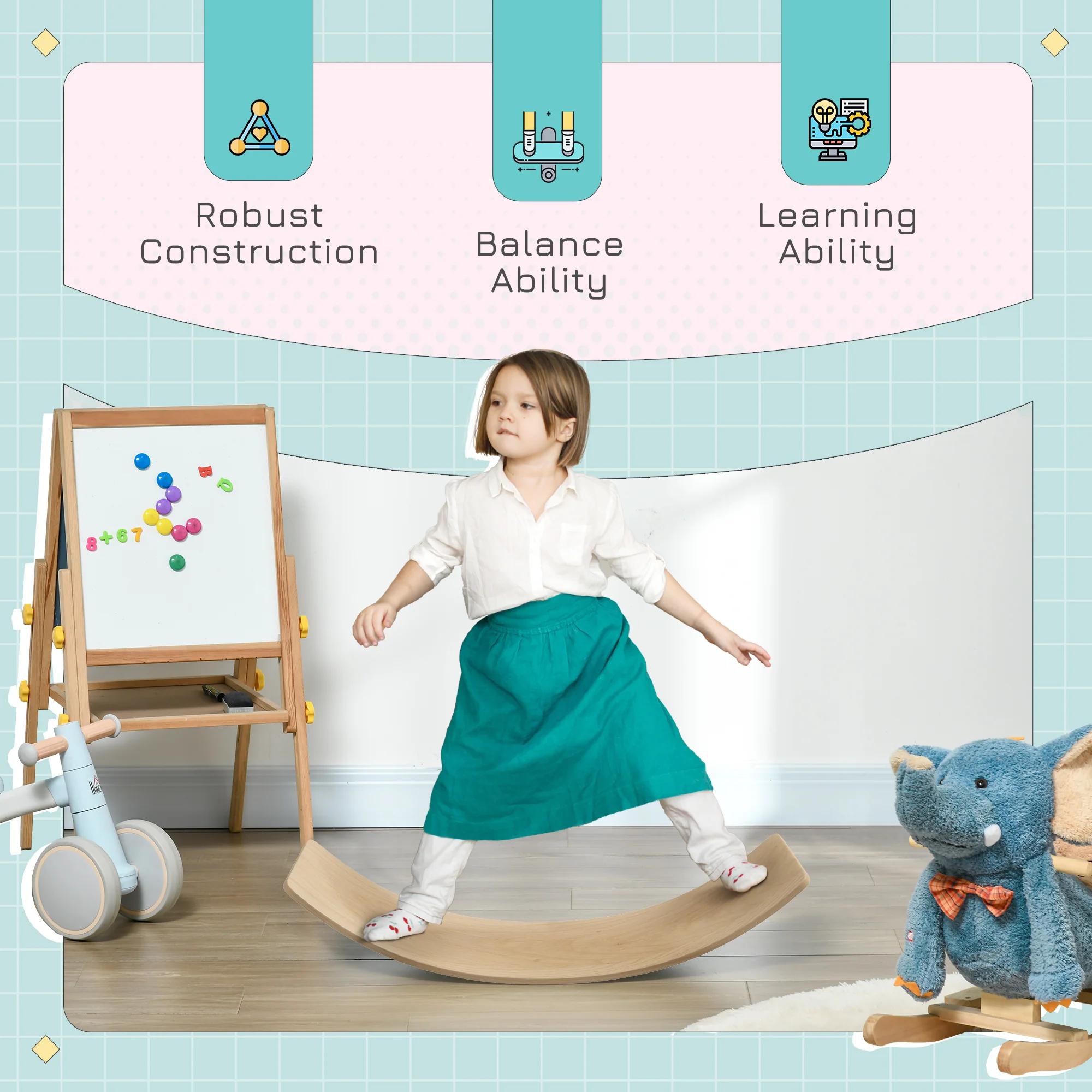 AIYAPLAY Kids Wooden Balance Board for Children, for 3-8 Years Old, Natural - Image 4