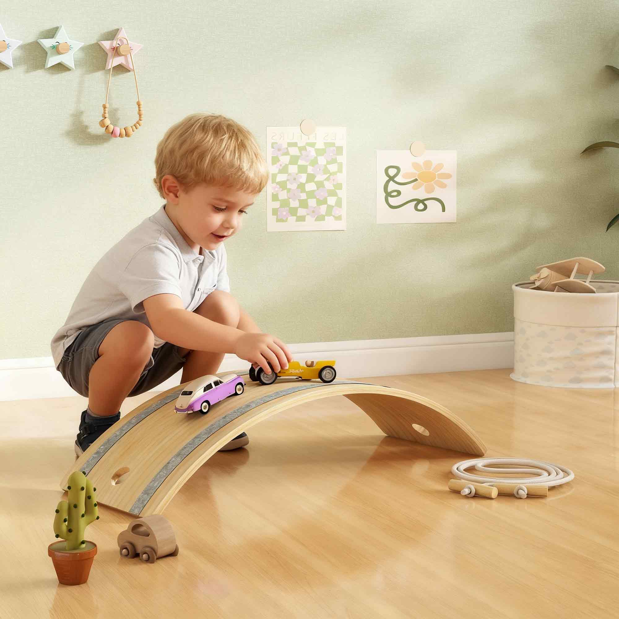 AIYAPLAY Kids Wooden Balance Board With Rope And Felt For Sensory Play - Image 2