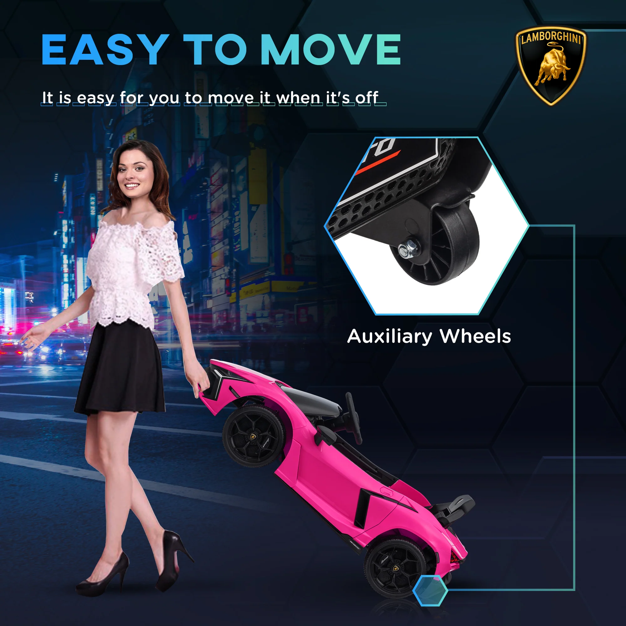 AIYAPLAY Lamborghini Revuelto Licensed Ride On Car, with Suspension, Pink - Image 4