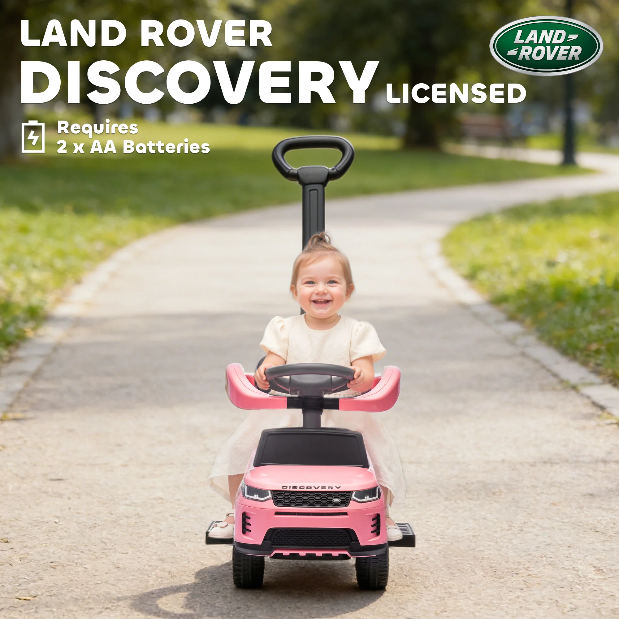 AIYAPLAY Land Rover Licensed Baby Push Car, 2-in-1 Ride on Car, Pink - Image 4