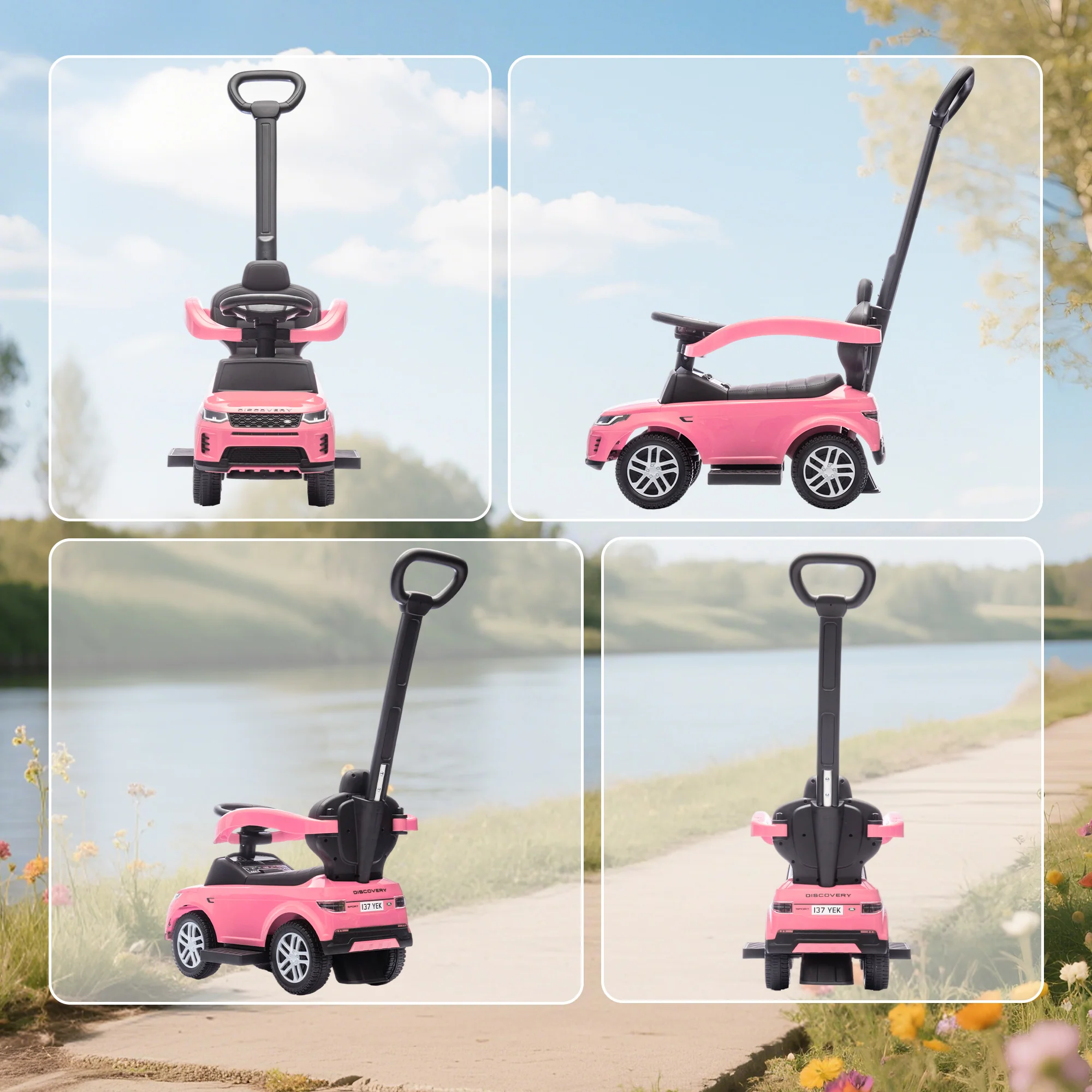 AIYAPLAY Land Rover Licensed Baby Push Car, 2-in-1 Ride on Car, Pink - Image 8