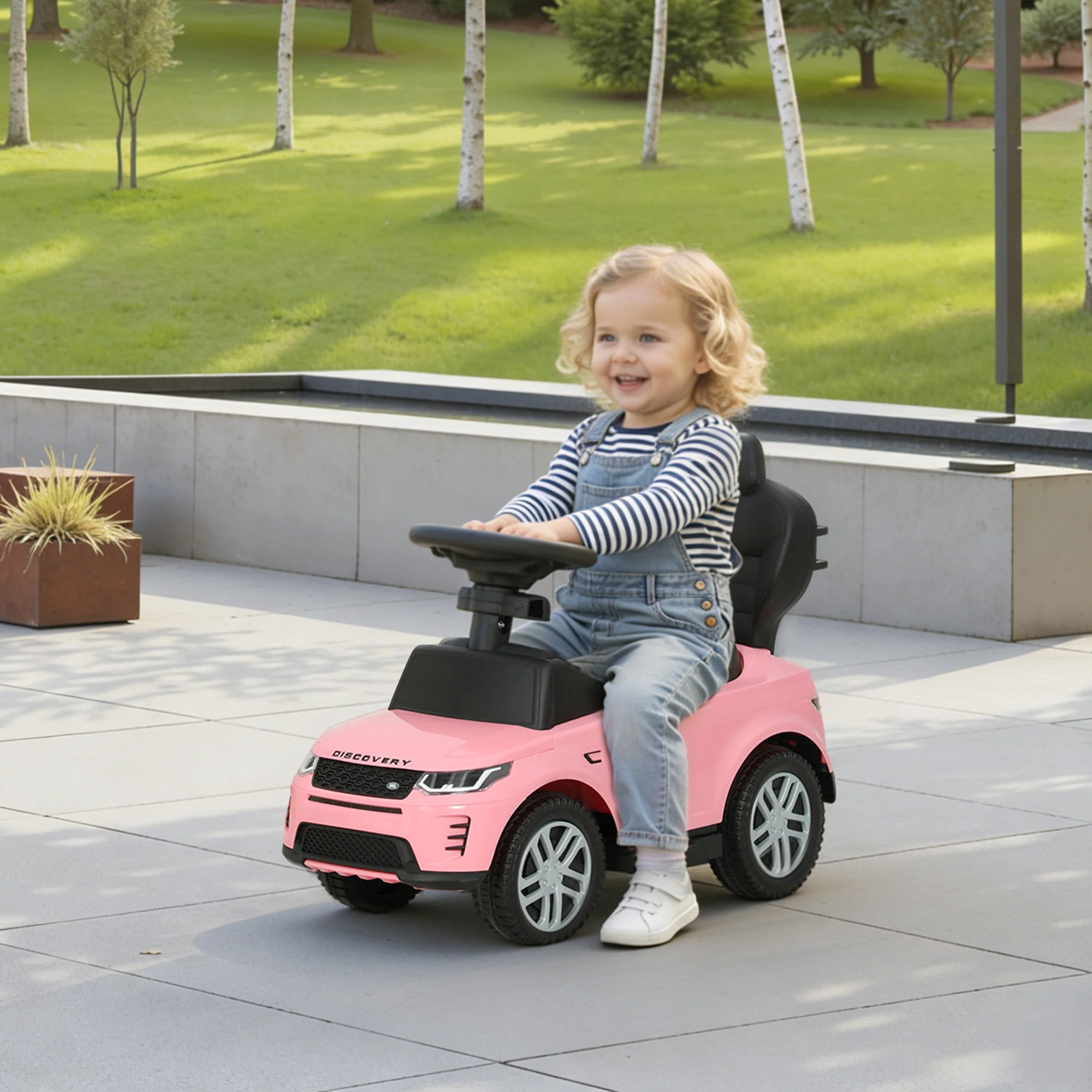 AIYAPLAY Land Rover Licensed Baby Push Car, 2-in-1 Ride on Car, Pink - Image 9
