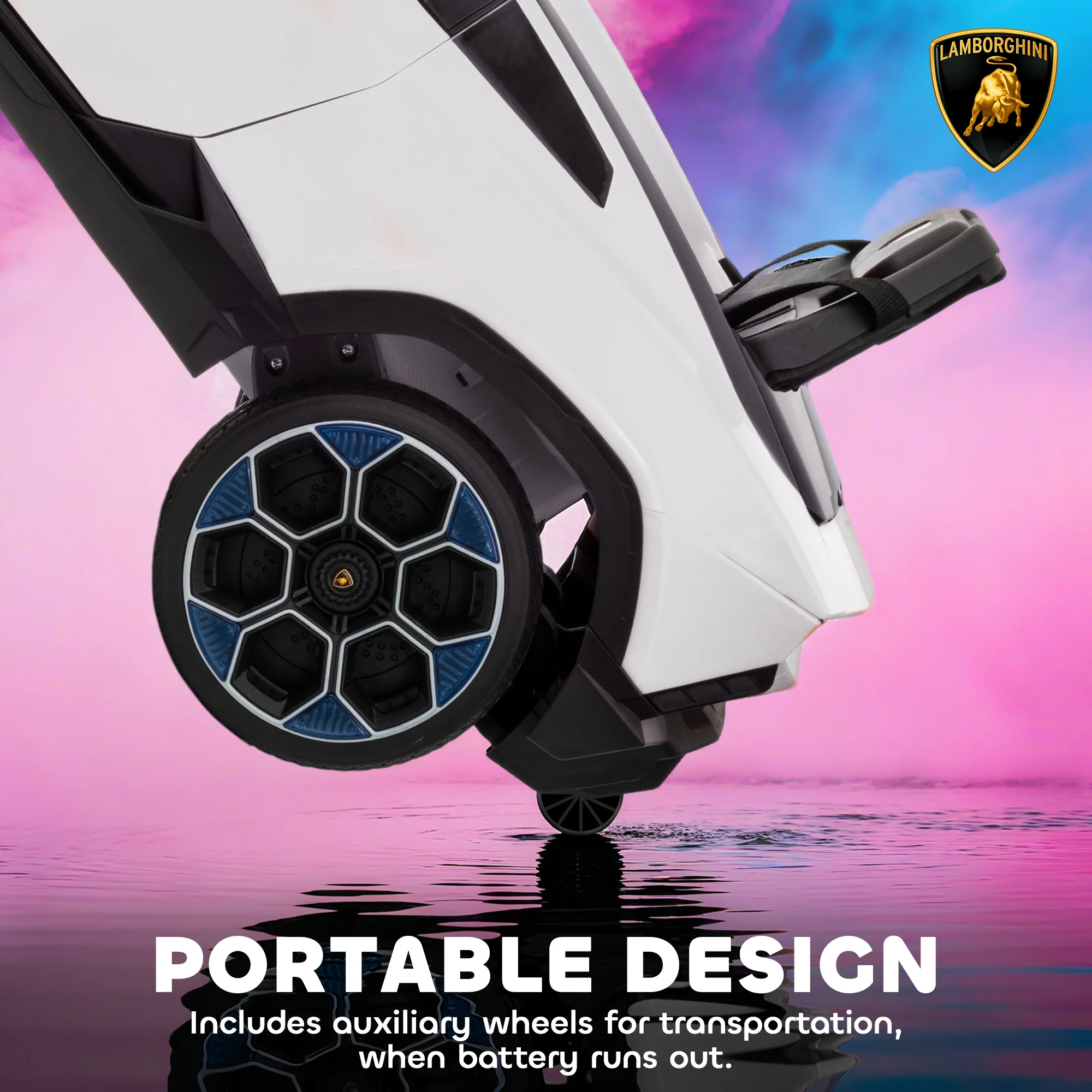 AIYAPLAY Licensed Lamborghini Electric Ride On Car With Suspension, White - Image 6