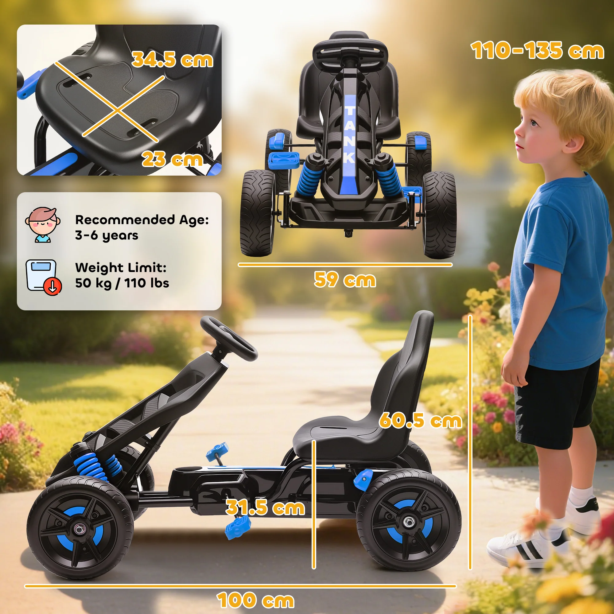 AIYAPLAY Pedal Go Kart With Automatic Clutch, For Ages 3-6 Years - Image 3