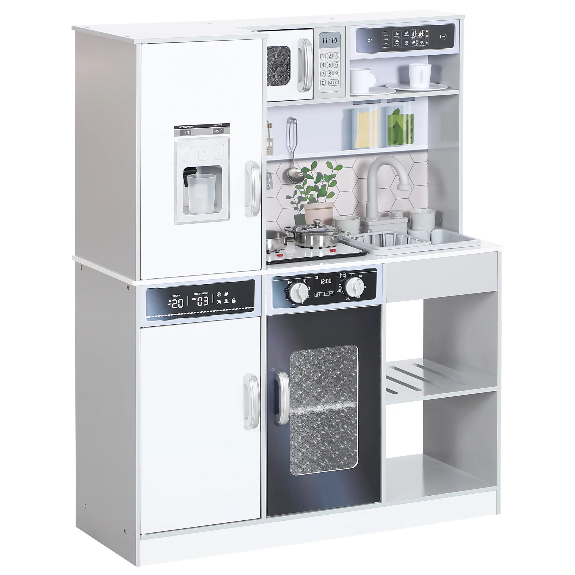 AIYAPLAY Play Kitchen W/ Sounds Lights, Microwave