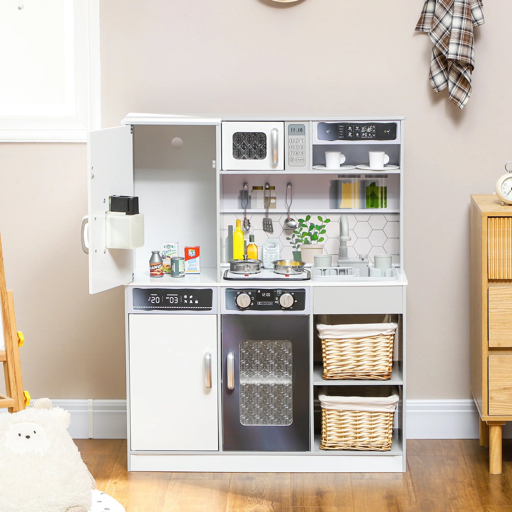AIYAPLAY Play Kitchen W/ Sounds Lights, Microwave - Image 10