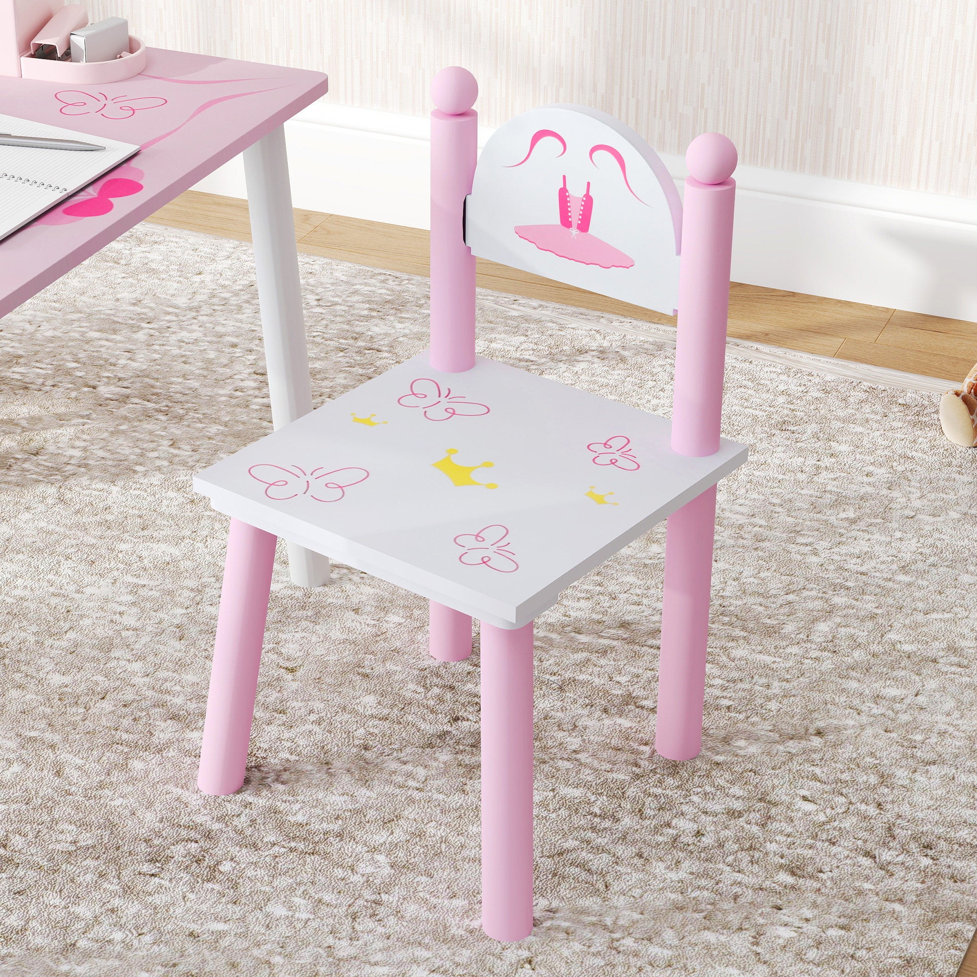 AIYAPLAY Princess Design Toddler Table and 2 Chairs Set, for Playroom - Image 8