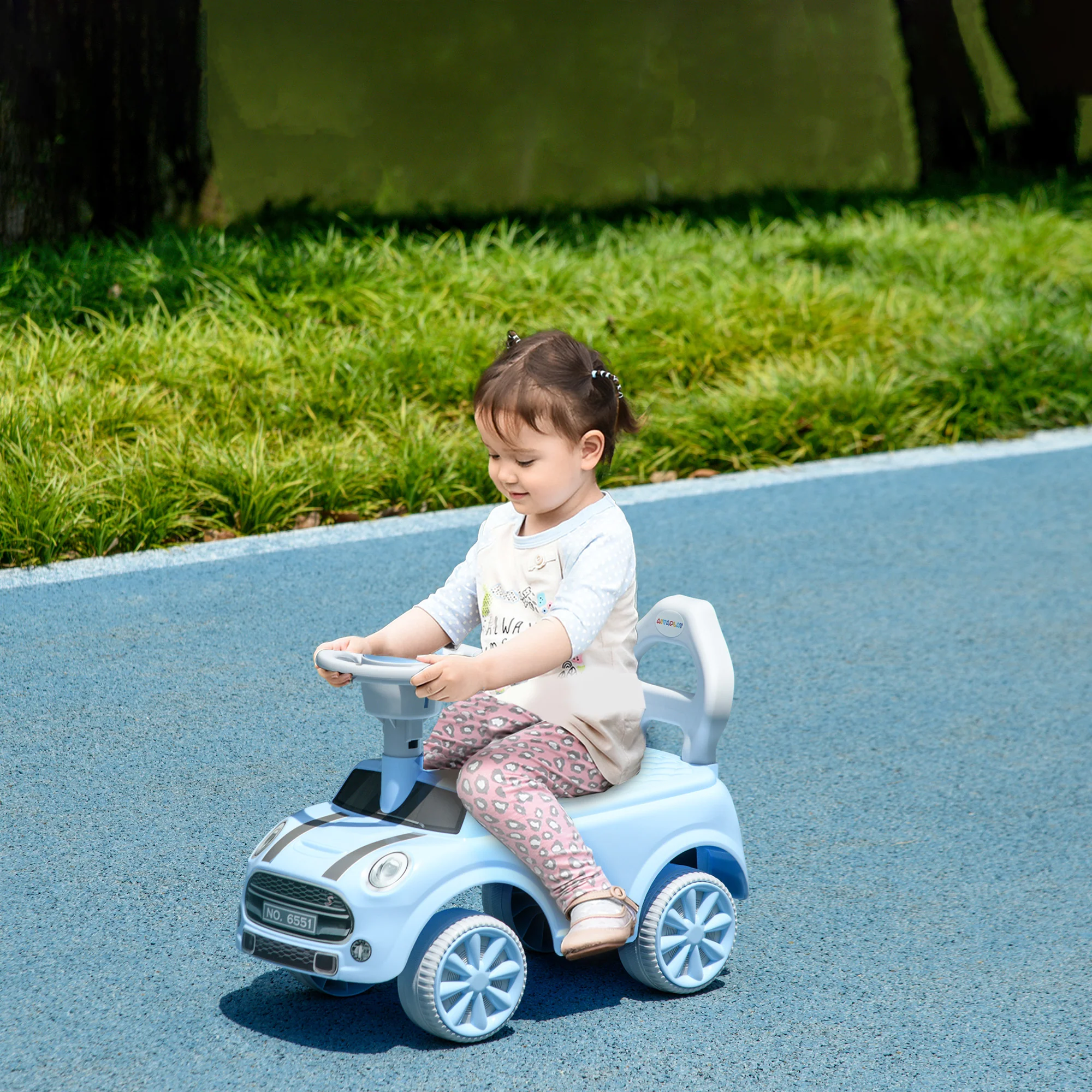 AIYAPLAY Ride On Car Foot To Floor Sliding Car W/ Air Horn - Light Blue - Image 3