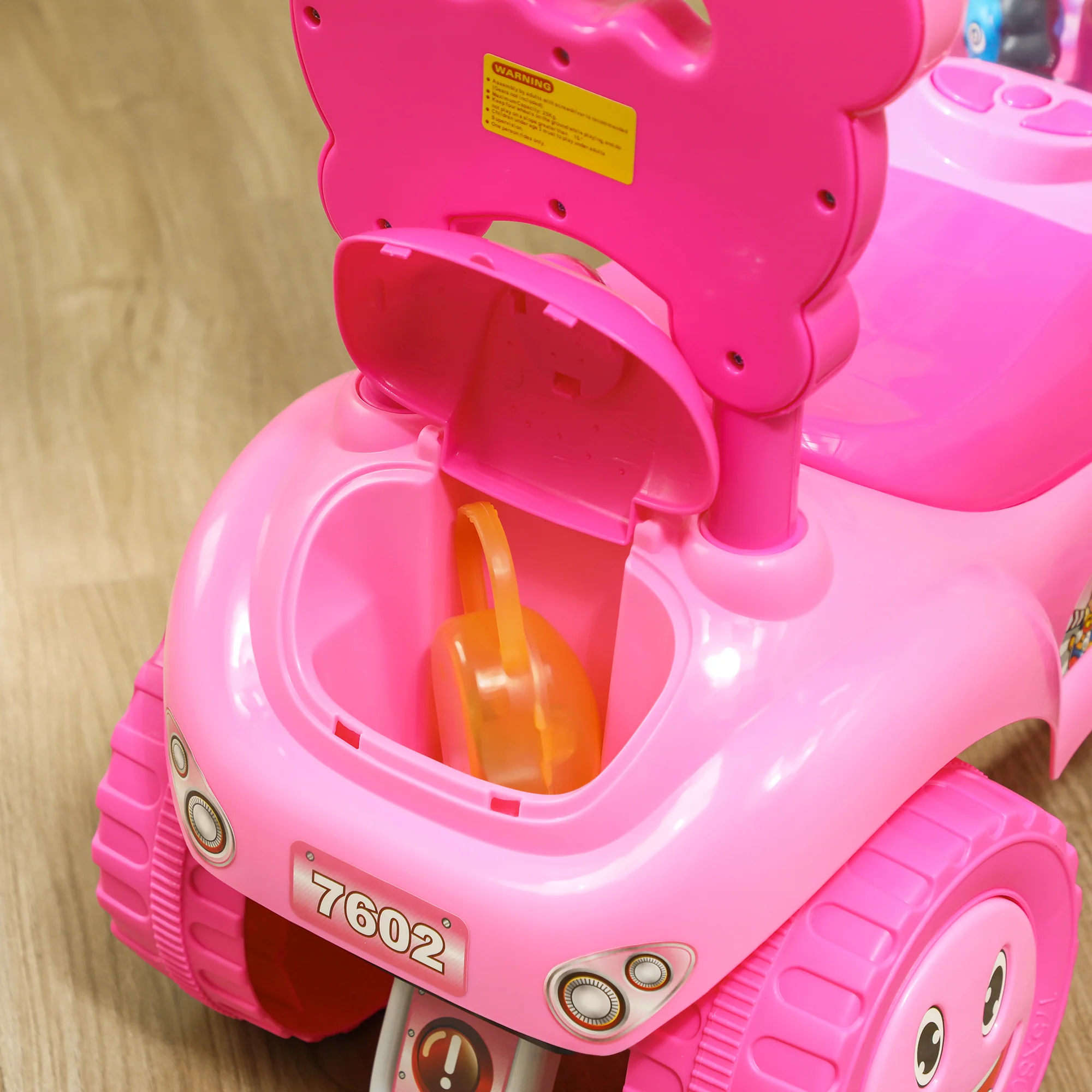 AIYAPLAY Ride on Toy, Foot to Floor Design with Music, Light, Horn, Pink - Image 8