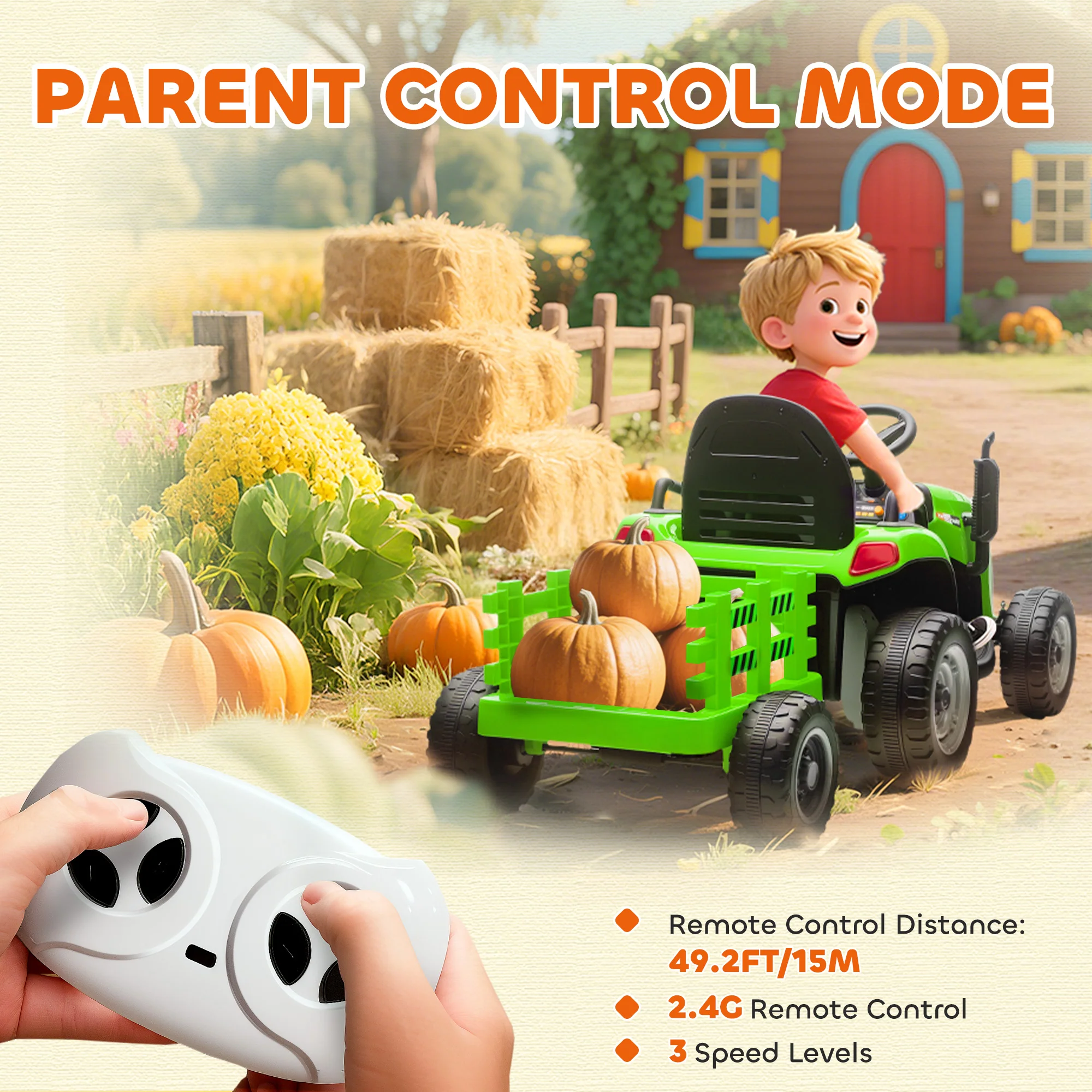 AIYAPLAY Ride On Tractor And Trailer, 12V Electric Ride On Tractor, - Image 15