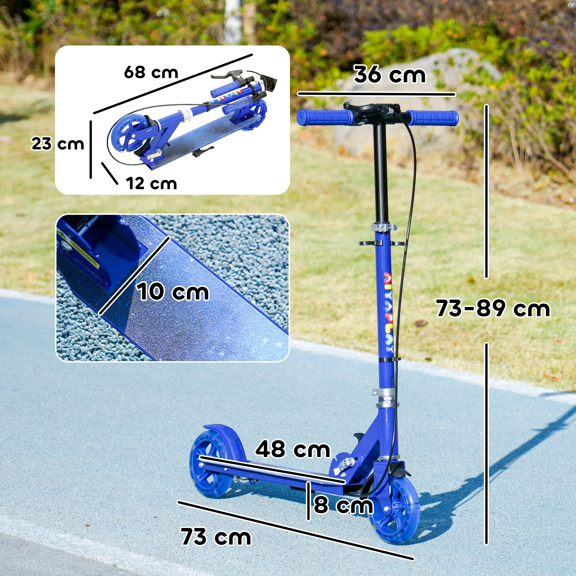 AIYAPLAY Scooter for Kids, Folding Kick Scooter w/ Adjustable Handle - Image 14