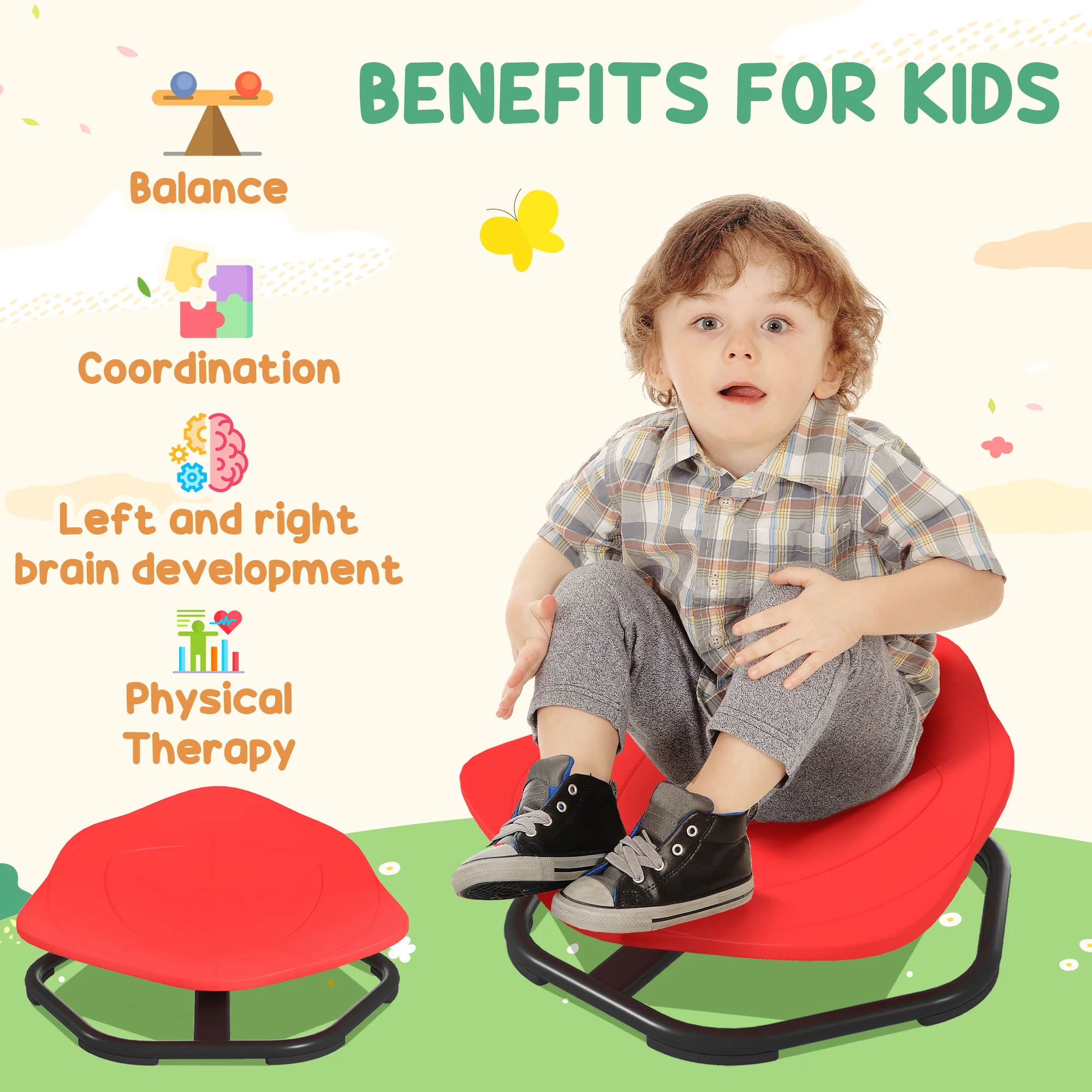 AIYAPLAY Spinning Chair For Autism Sit And Spin, Coordination & Balance, Red - Image 4