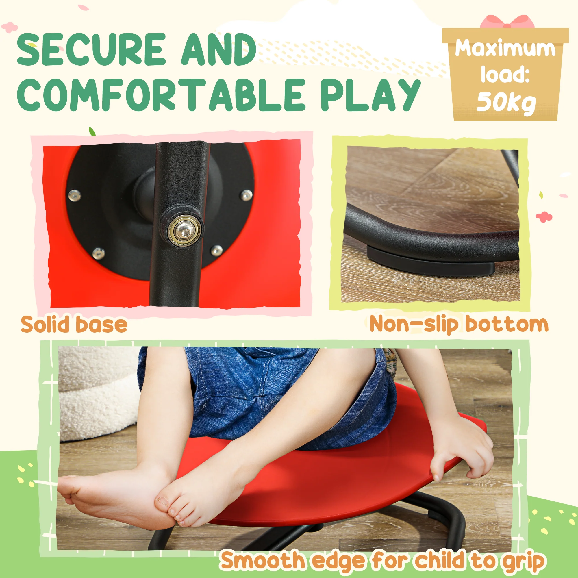 AIYAPLAY Spinning Chair For Autism Sit And Spin, Coordination & Balance, Red - Image 5