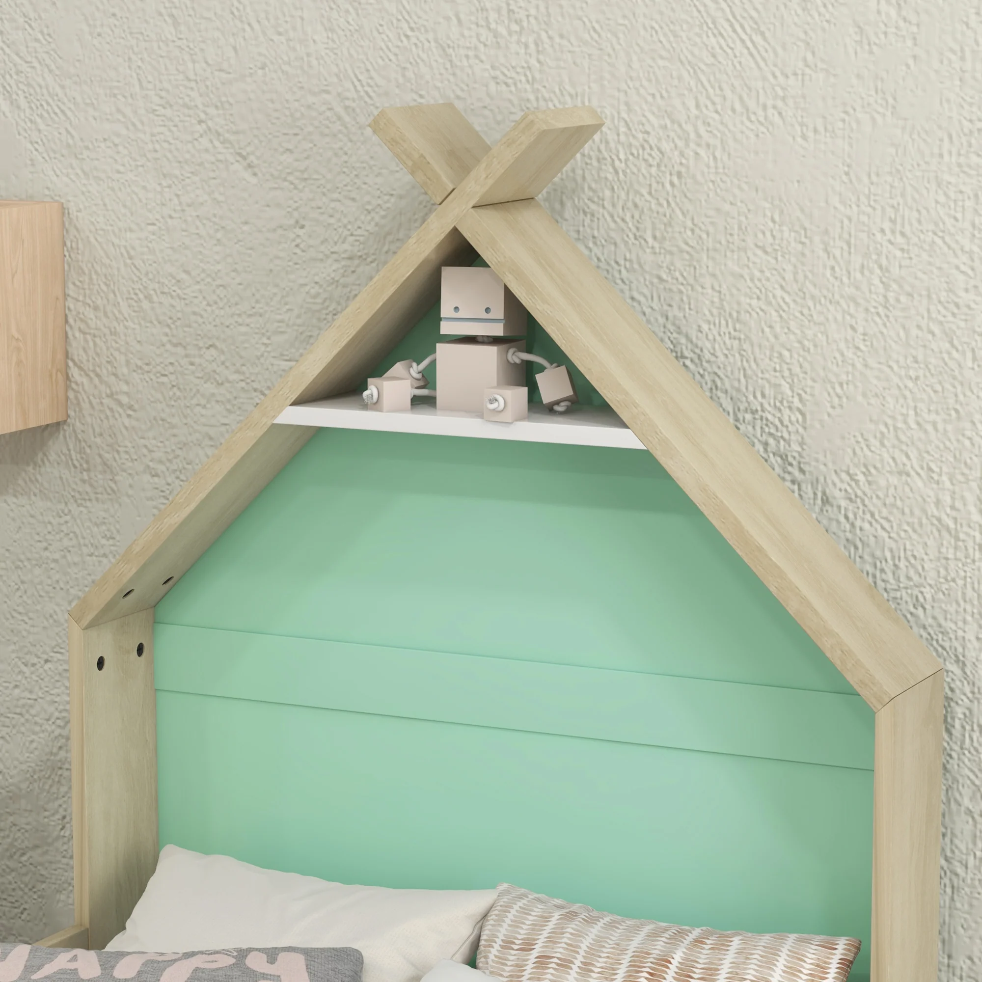 AIYAPLAY Toddler Bed Frame Bedroom Furniture w/ Guardrails, 144 x 74 x 110cm - Image 8
