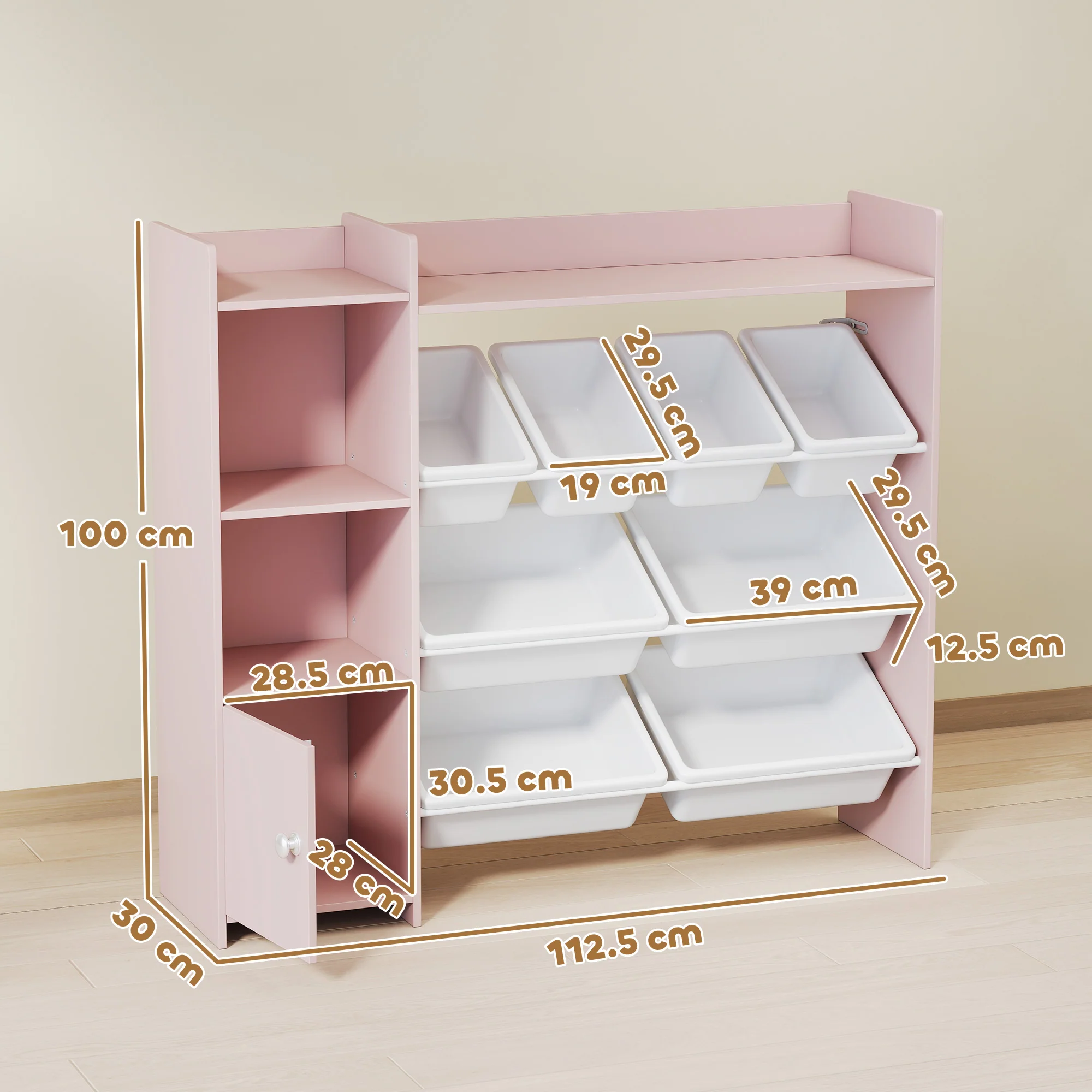 AIYAPLAY Toy Storage Unit With 8 Removable Bins, Storage Shelves, Cabinet - Image 5