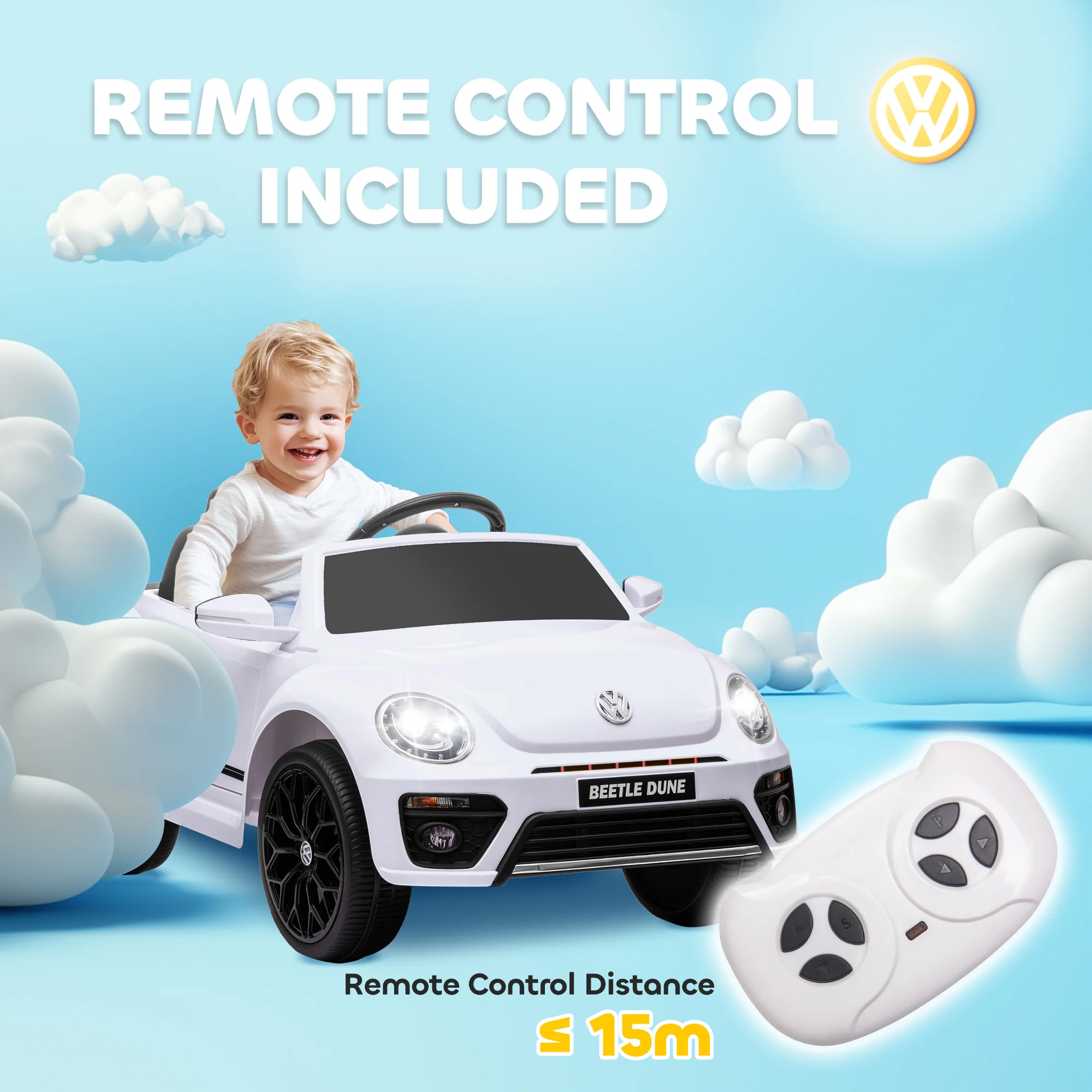 AIYAPLAY Volkswagen Beetle Licensed 12V Ride On Car W/ Remote Control - Image 16