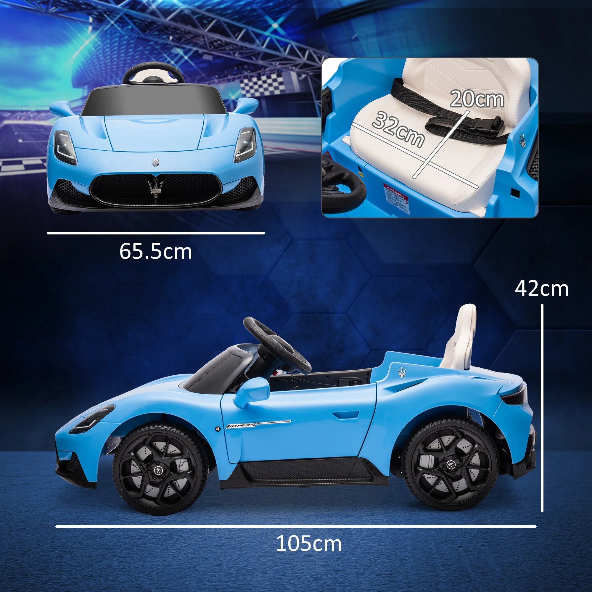 AIYAPLAY White Maserati MC20 Licensed 12V Kids Ride On Car W/ Remote - Image 14