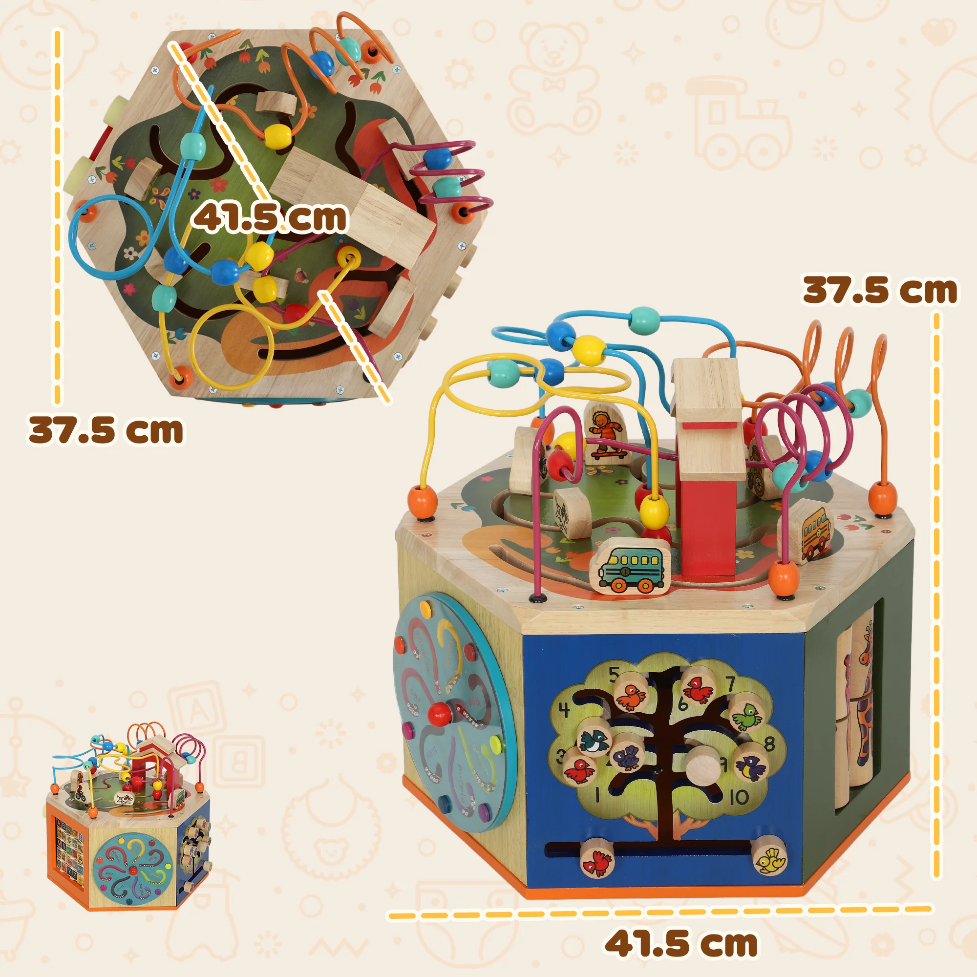 AIYAPLAY Wooden Activity Cube, 8 in 1 Baby Activity Cube Toys for 18M+ - Image 5