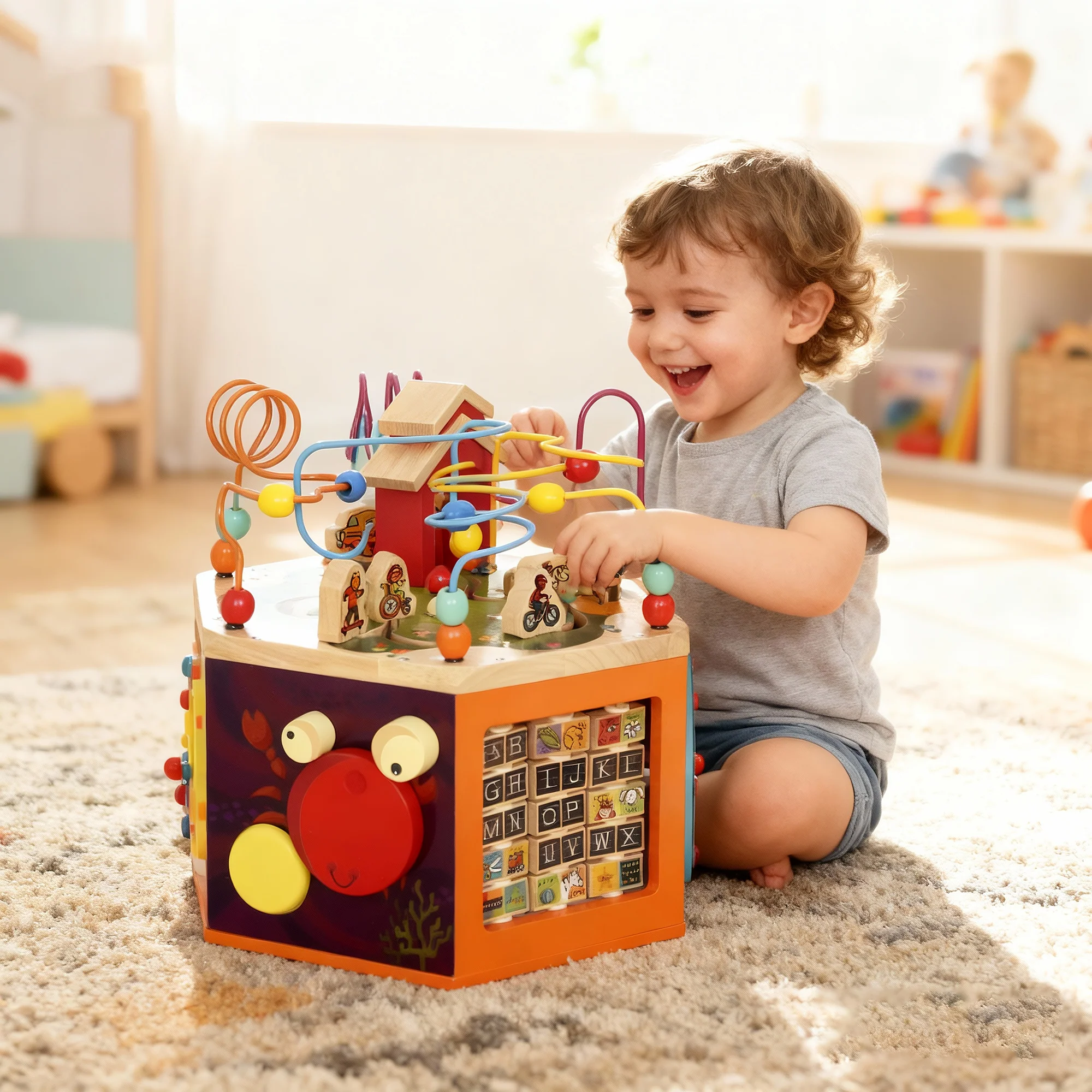 AIYAPLAY Wooden Activity Cube, 8 in 1 Baby Activity Cube Toys for 18M+ - Image 8