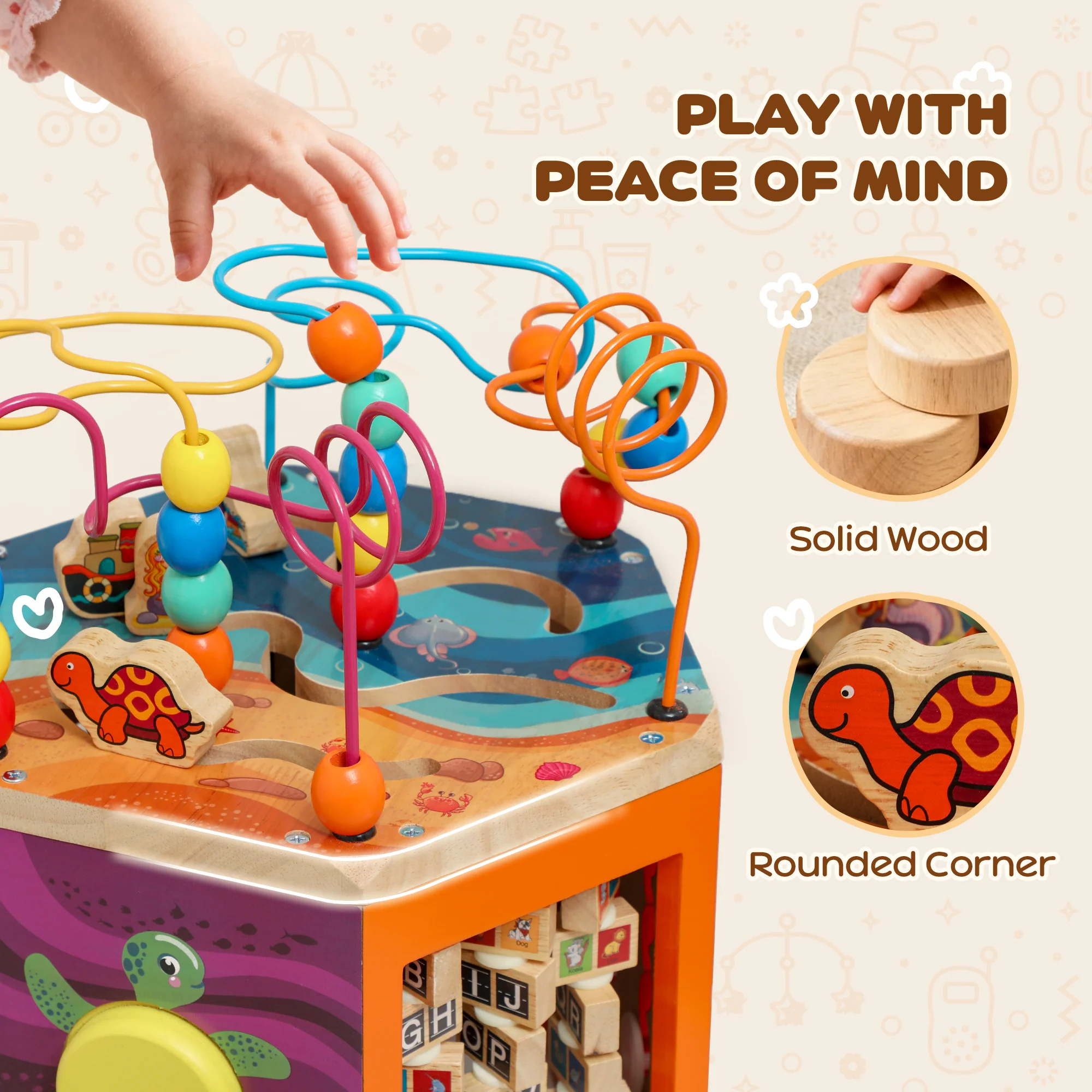 AIYAPLAY Wooden Activity Cube for Toddlers 18+ Months with Bead Maze - Image 4